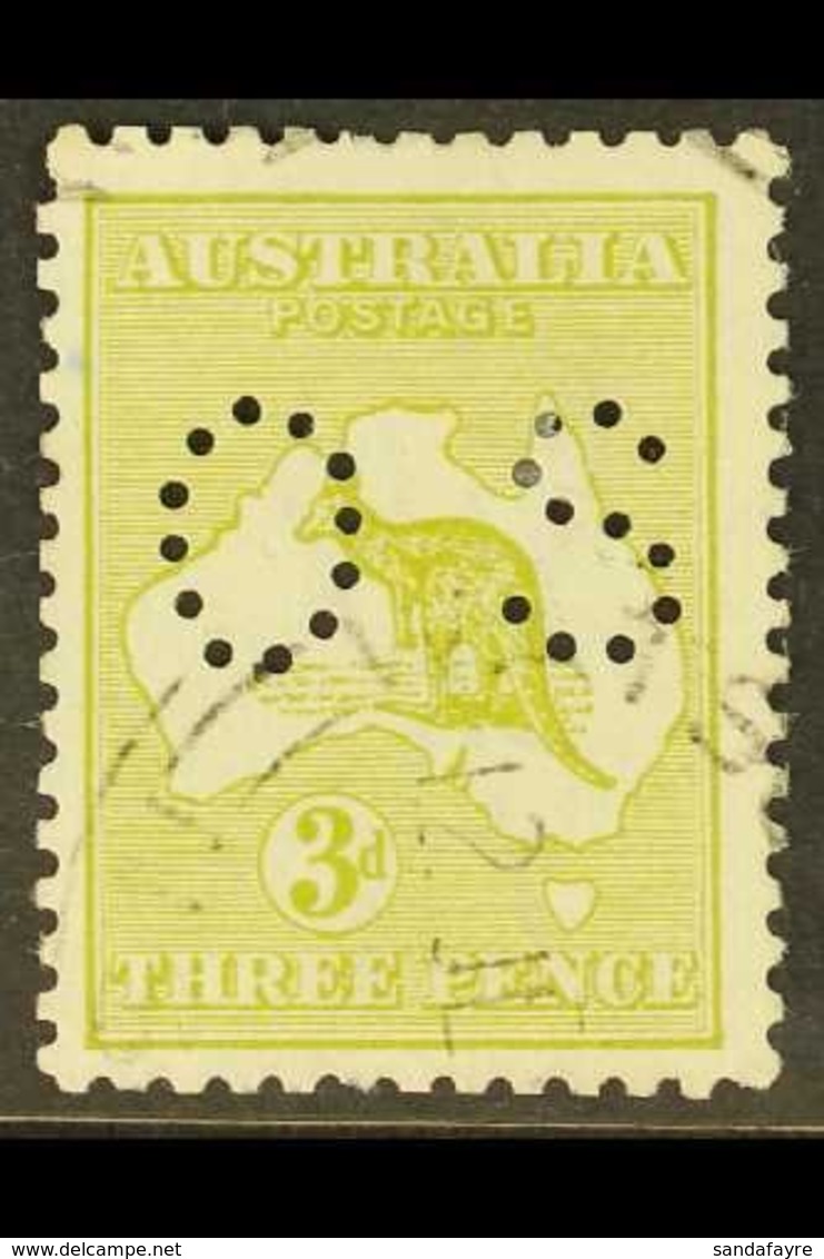 OFFICIALS  1915-28 3d Yellow Olive - Die II, SG O45d, Fine Cds Used For More Images, Please Visit Http://www.sandafayre. - Other & Unclassified