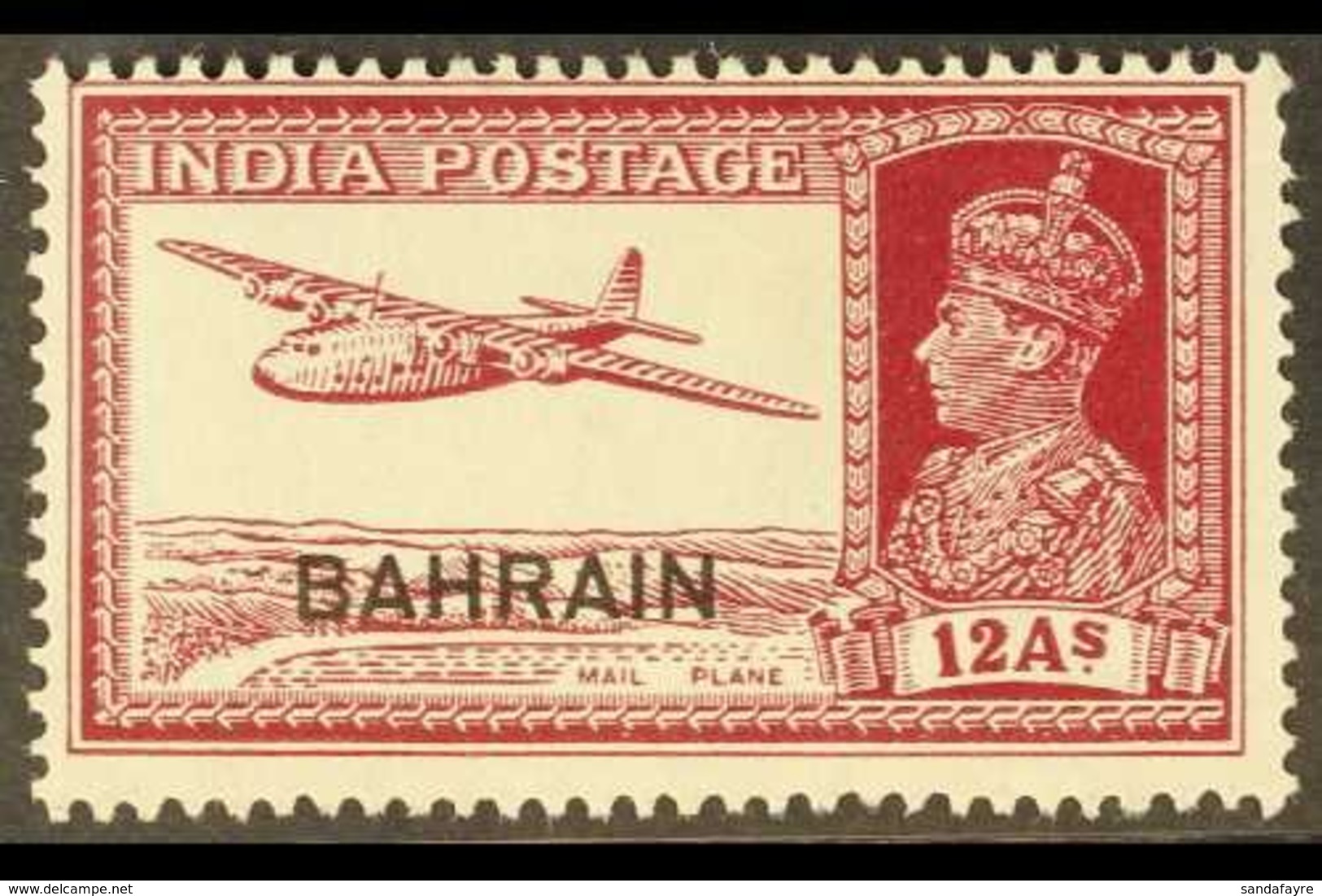 1938-41  12a Lake "Mail Plane", SG 31, Fine Mint For More Images, Please Visit Http://www.sandafayre.com/itemdetails.asp - Bahrein (...-1965)