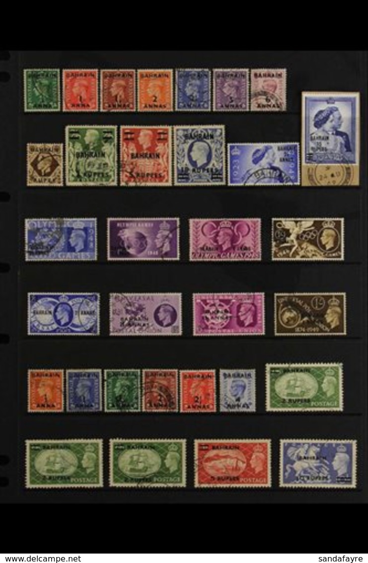 1948-55 SURCHARGED GB KGVI USED COLLECTION.  A Most Useful Collection Of Surcharged KGVI Stamps Of Great Britain, A Comp - Bahrain (...-1965)