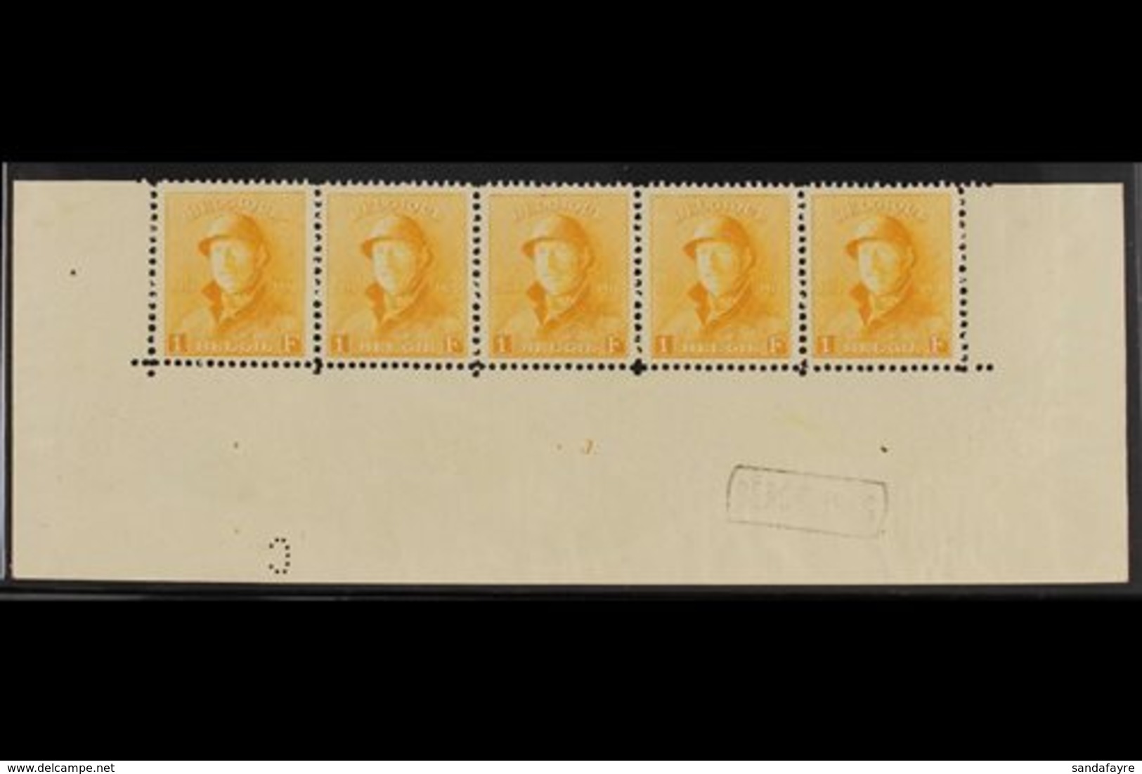 1919  1f Orange King Albert Tin Hat (COB 175, Michel 155, SG 247), Very Fine Mint (three Stamps Incl The Variety Are Nev - Other & Unclassified