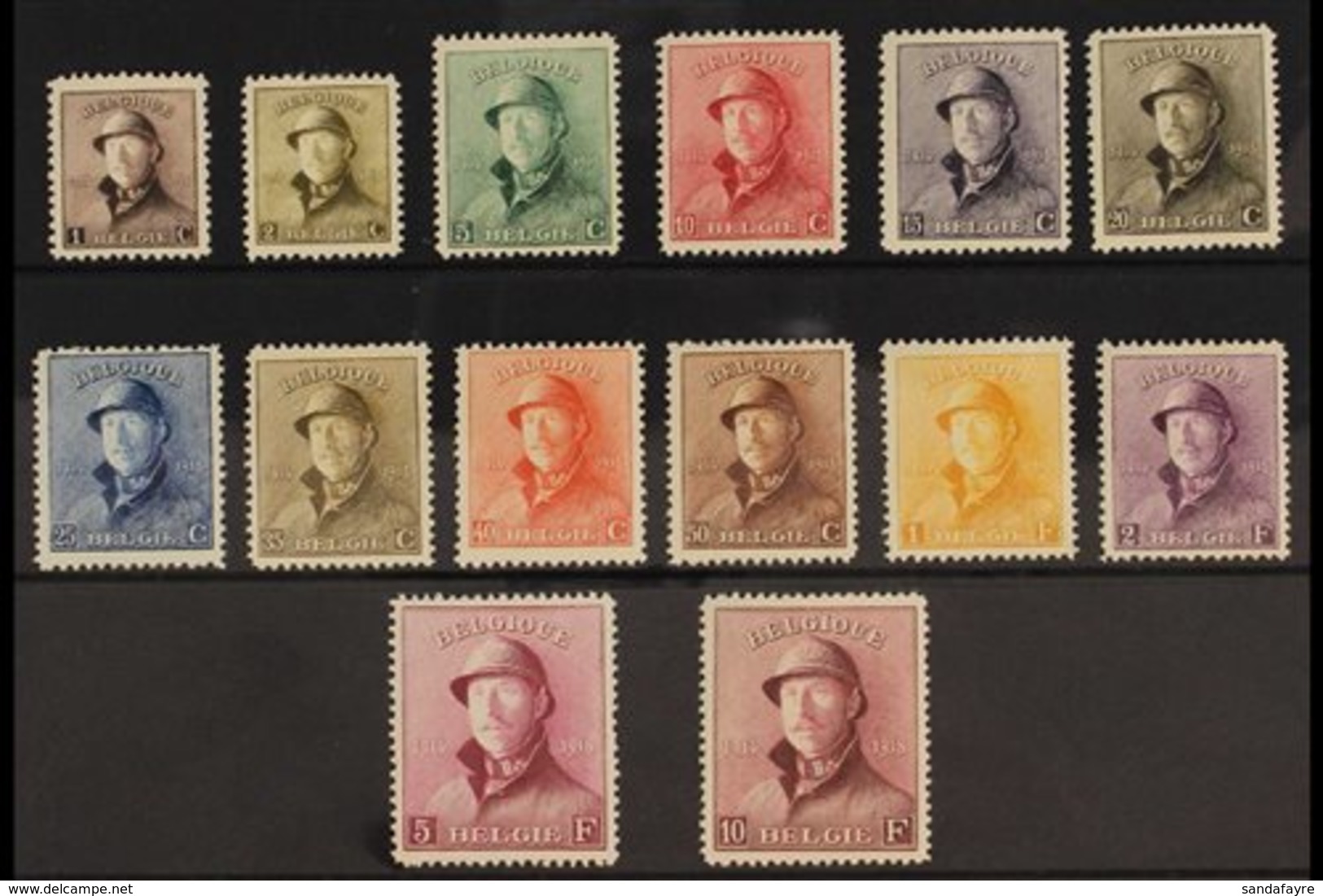1919  King Albert Tin Hat Complete Set (COB 165/78, Michel 145/58, SG 237/50), Very Fine Mint, Nicely Centred, Very Fres - Andere & Zonder Classificatie