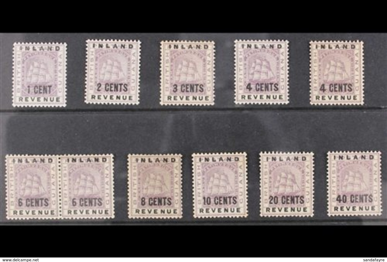 1888-89  "INLAND REVENUE" Surcharges Set To 40c, SG 175/83, Including Both Types 4c And 6c - The 6c In Se-tenant Horizon - Brits-Guiana (...-1966)