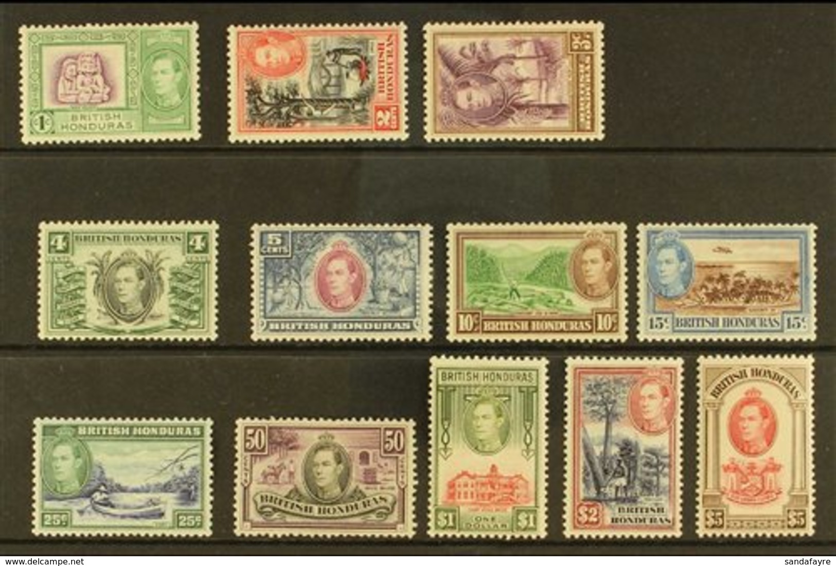 1938-47  Complete Definitive Set, SG 150/61, Mint (12 Stamps) For More Images, Please Visit Http://www.sandafayre.com/it - British Honduras (...-1970)