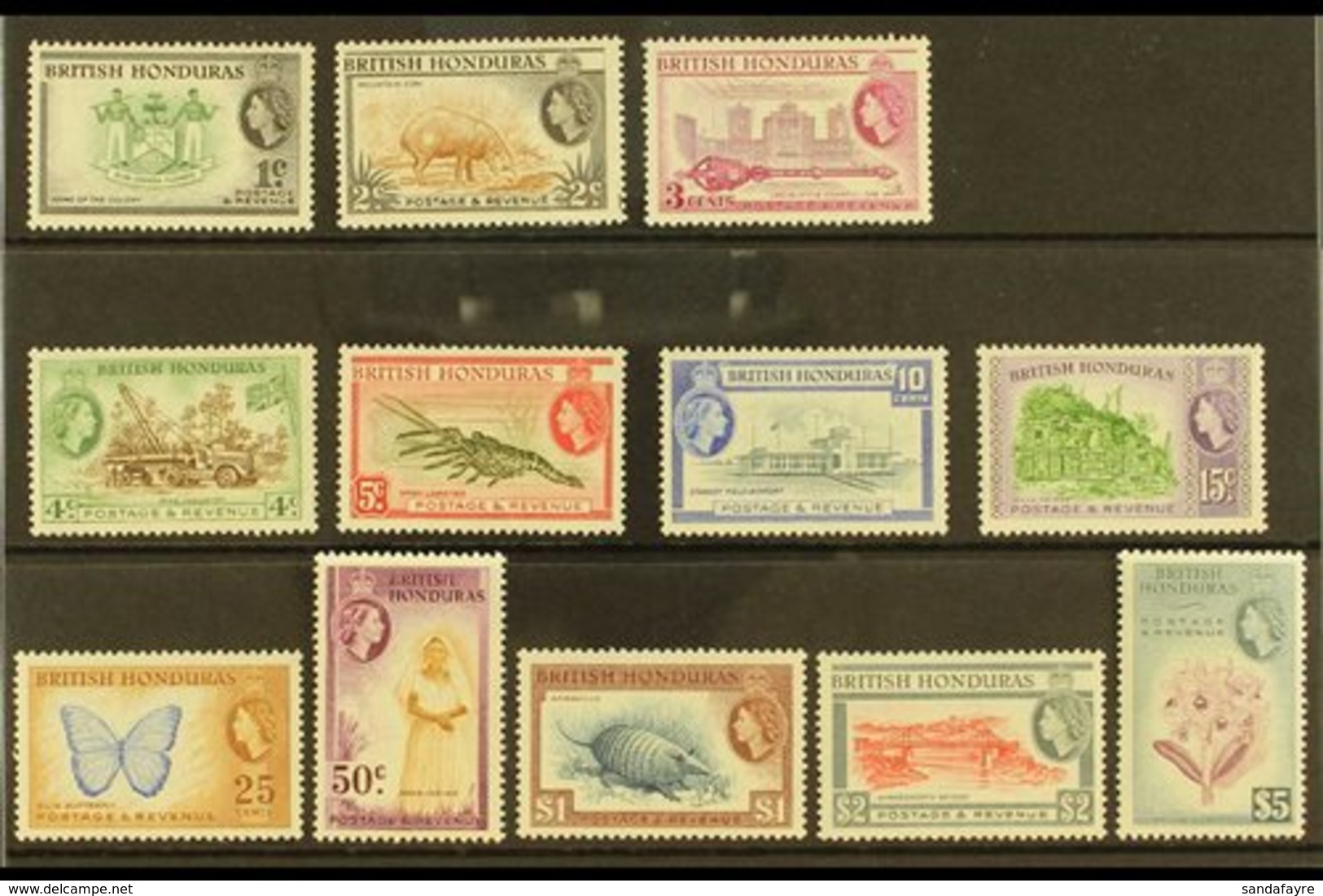 1953-62  Complete Definitive Set, SG 179/90, Never Hinged Mint (12 Stamps) For More Images, Please Visit Http://www.sand - Honduras Britannique (...-1970)