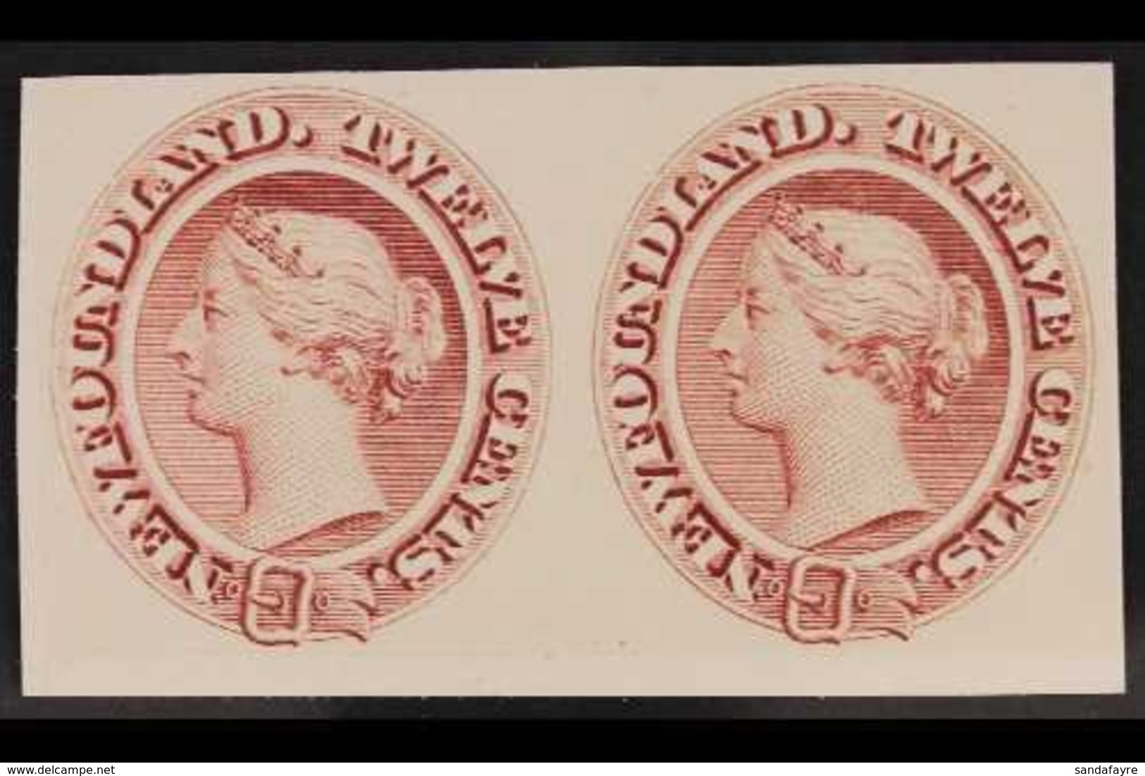 1865 PROOF PAIR  12c Chestnut, As SG 28, Die Proof In Reddish Brown On Card, Uni 28Pi, Horizontal Pair, Very Fine And Fr - Other & Unclassified