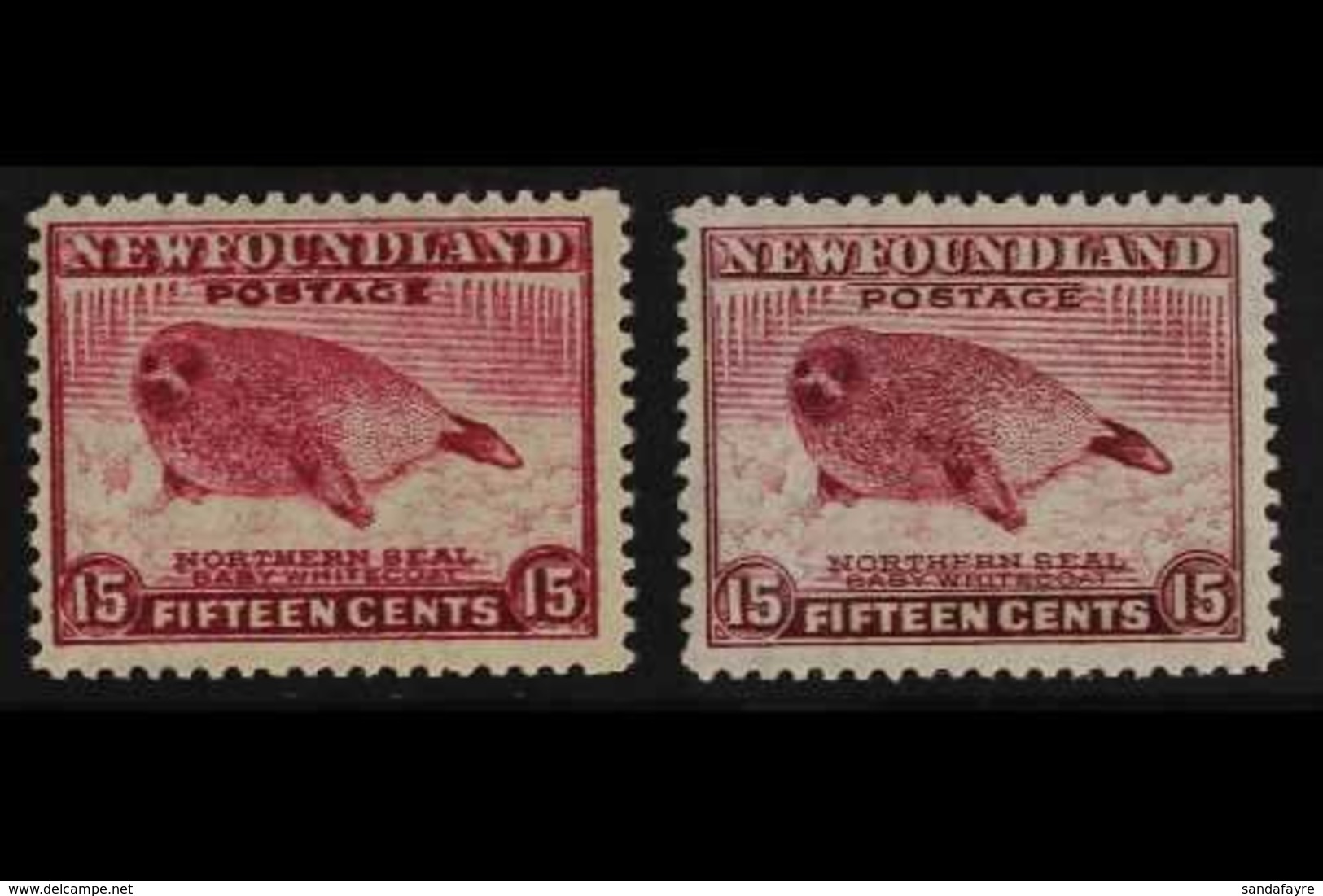 1941-44  15c Claret PRINTED DOUBLE ONE ALBINO Variety, CW 17a, Fine Mint, Yellowish Gum, Fresh Colour, Plus Normal Stamp - Andere & Zonder Classificatie