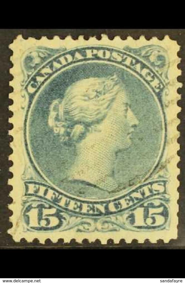 1868-76  15c Blue Grey Large Queen With PLATE CRACK/SCRATCH (position 91) Variety, Unitrade 30b Viii, Fine Lightly Used, - Other & Unclassified