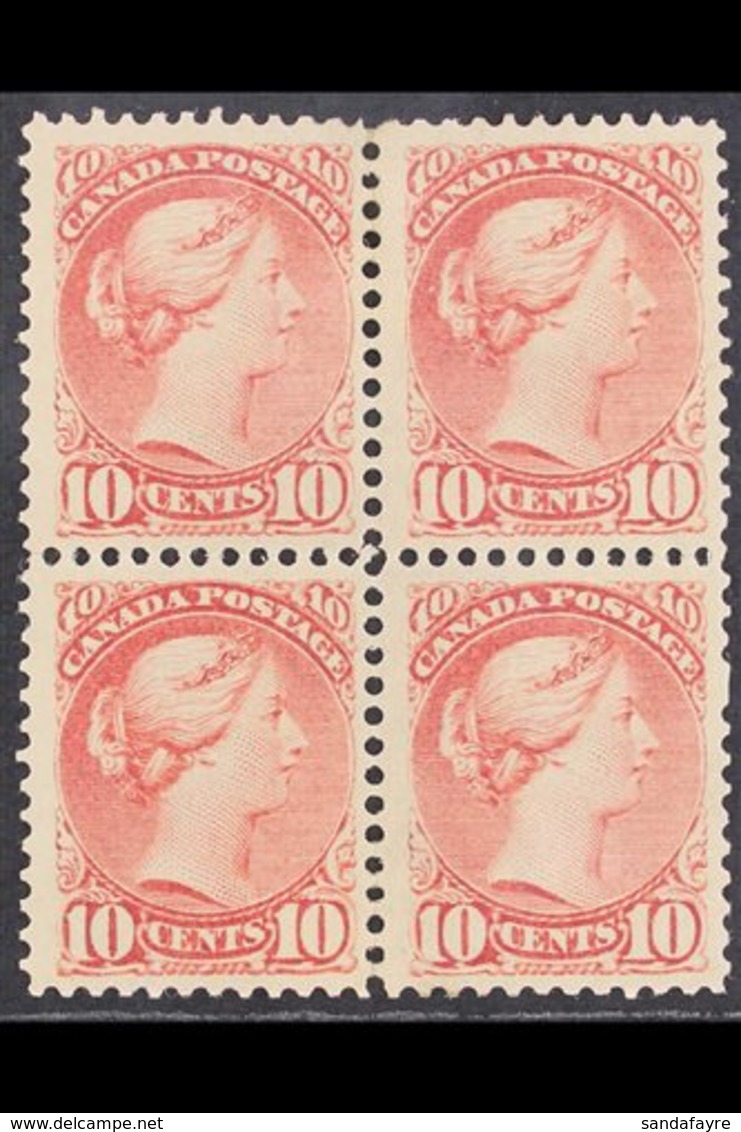 1889-97  10c Brownish Red, Ottawa Printing, SG 111, Never Hinged Mint Block Of 4. Folded Across Horizontal Perfs Otherwi - Other & Unclassified