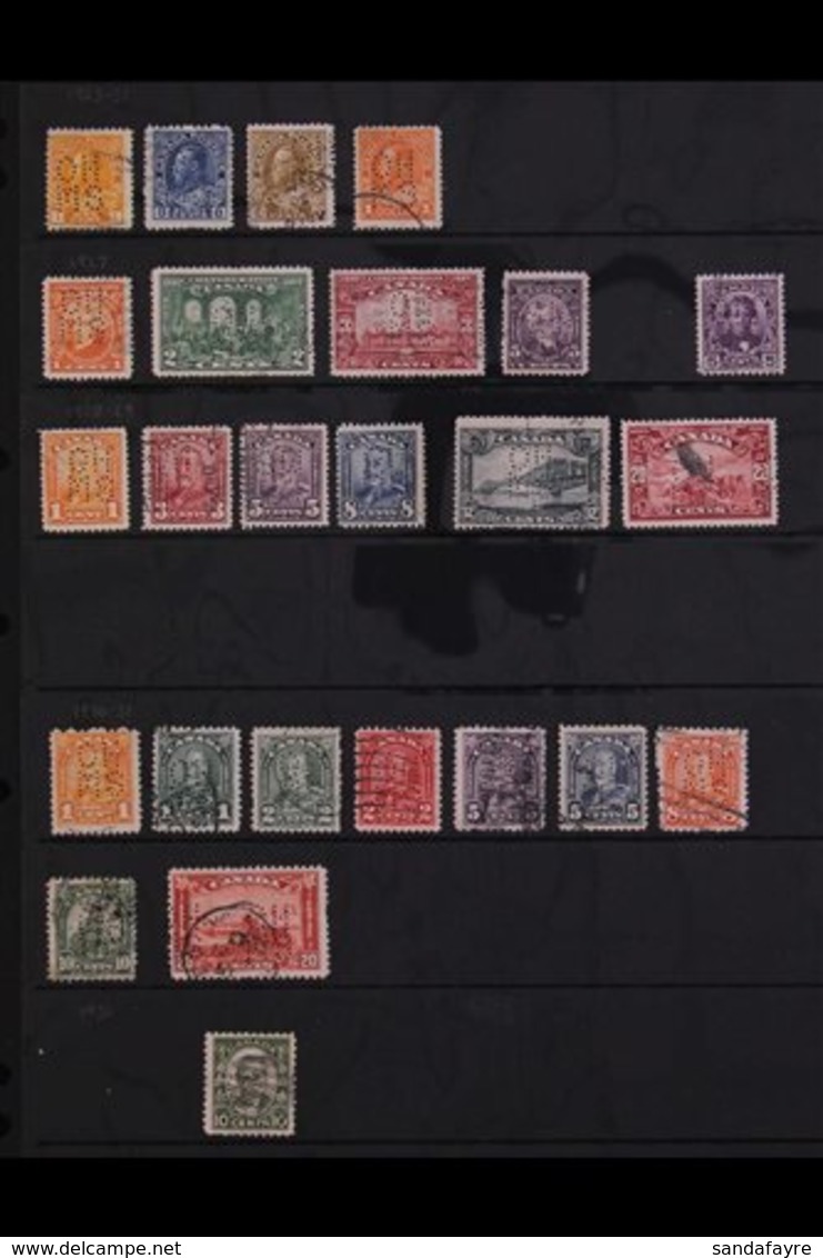 OFFICIALS  1923-31 ALL DIFFERENT USED "PUNCTURED" COLLECTION Presented On A Stock Page That Includes ( Type O1 Perfins)  - Other & Unclassified