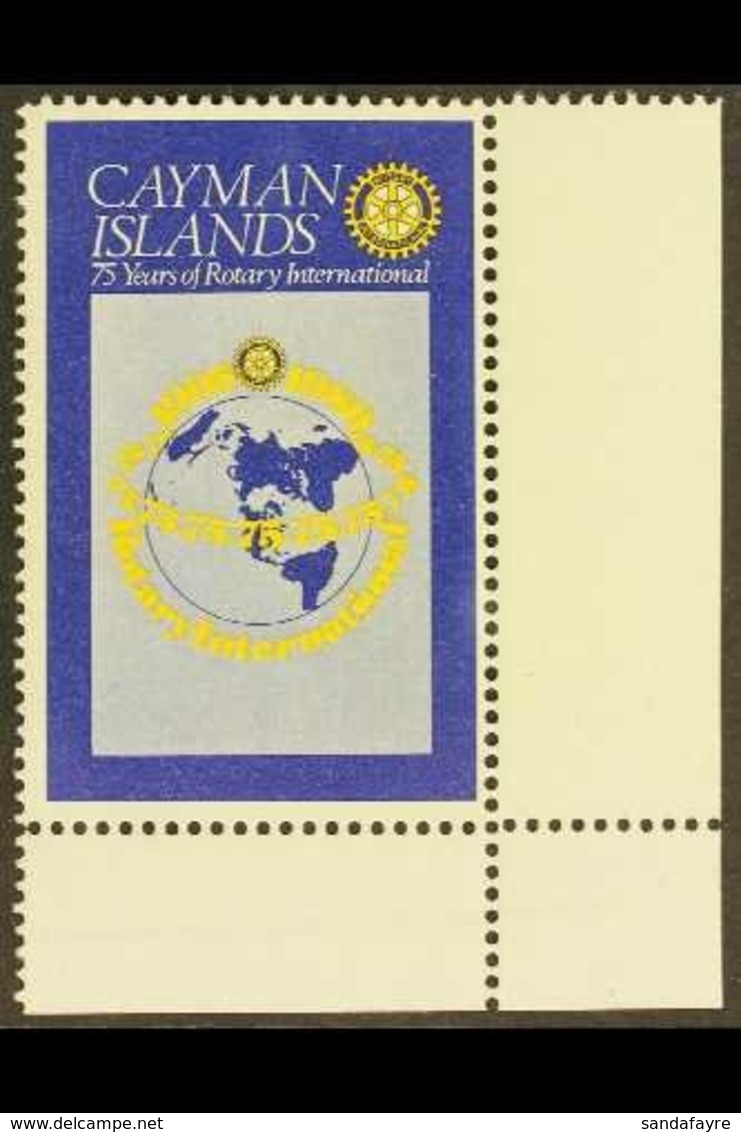 1980  50c Rotary International With BLACK OMITTED Variety, SG 499a, Never Hinged Mint Lower Right Corner Example, Very F - Cayman Islands