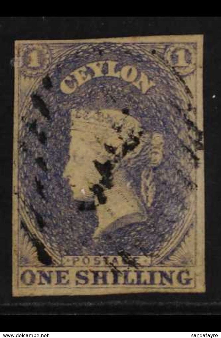 1857-59  1s Slate-violet, SG 10, Fine Used, Four Good To Large Margins. For More Images, Please Visit Http://www.sandafa - Ceylon (...-1947)