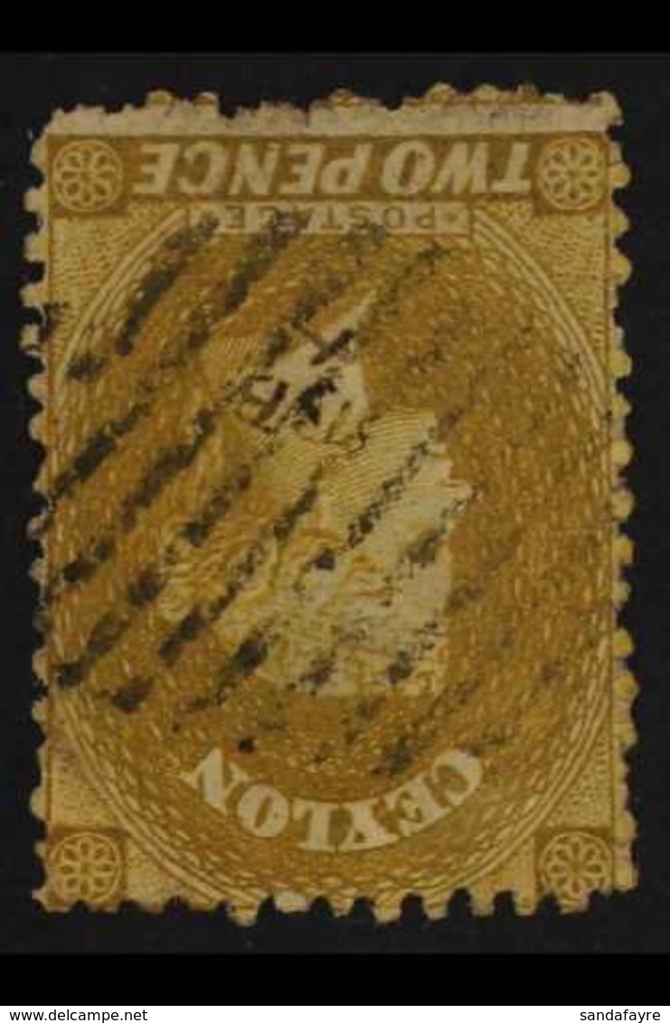 1863-66  2d Ochre WATERMARK INVERTED & REVERSED Variety, SG 51y, Fine Used, Tiny Thin Spot, Fresh & Very Scarce, Cat £60 - Ceylon (...-1947)