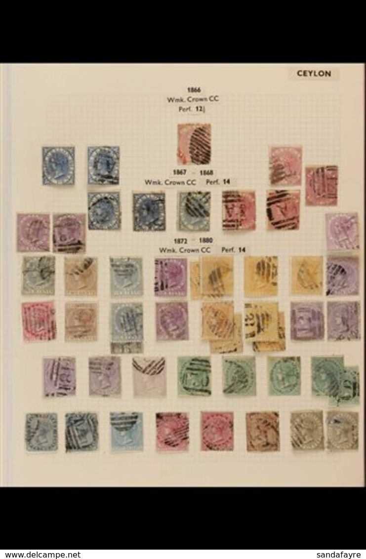 1866-1899 ATTRACTIVE USED COLLECTION  On Leaves, Includes 1866-68 1d (x5) & 3d (x5, One Perf 12½), 1872-80 Set To 96c (x - Ceilán (...-1947)