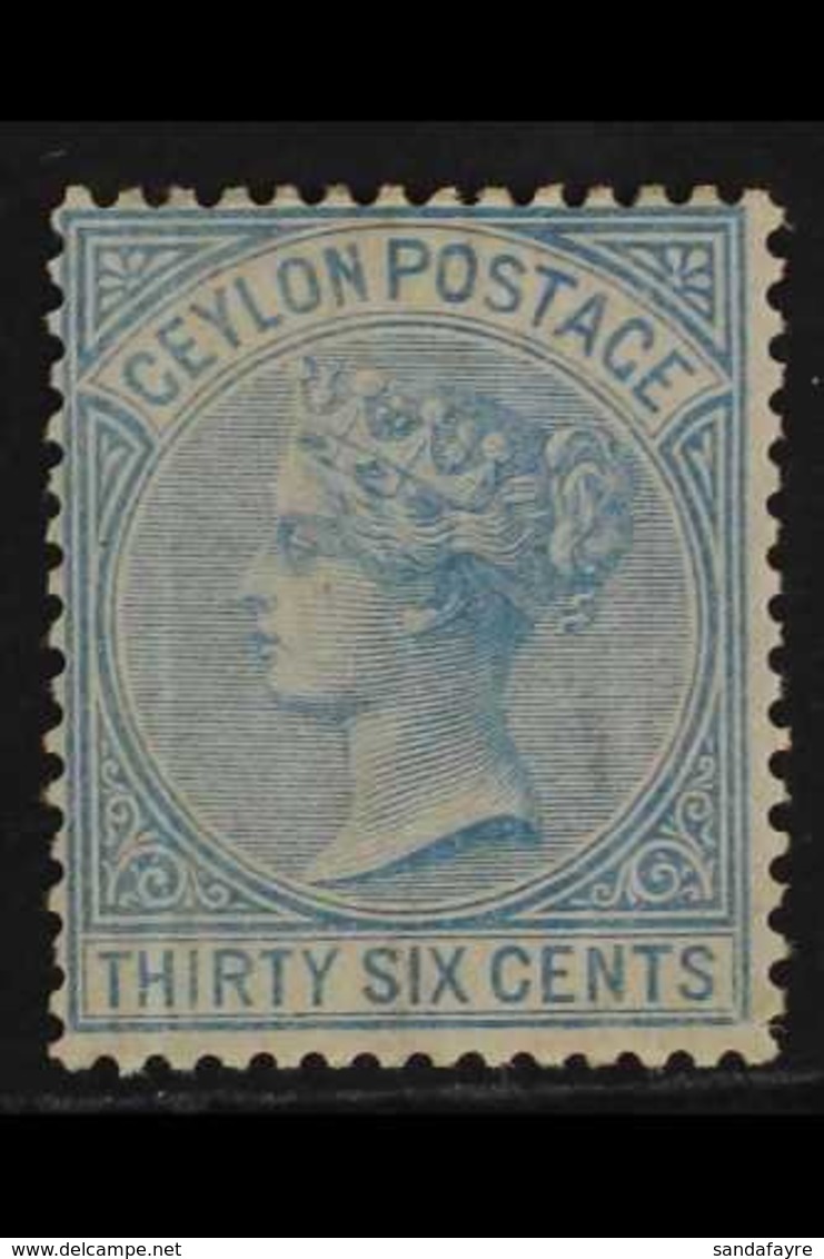 1872-80  36c Blue WATERMARK REVERSED Variety, SG 129x, Mint, Small Faults Not Detracting, Very Scarce, Cat £425. For Mor - Ceylan (...-1947)