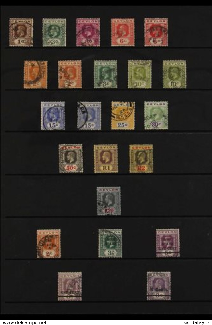 1912-52 USED COLLECTION.  An ALL DIFFERENT Collection That Includes KGV Ranges To An Attractive 20r, KGVI 1938-49 Pictor - Ceilán (...-1947)