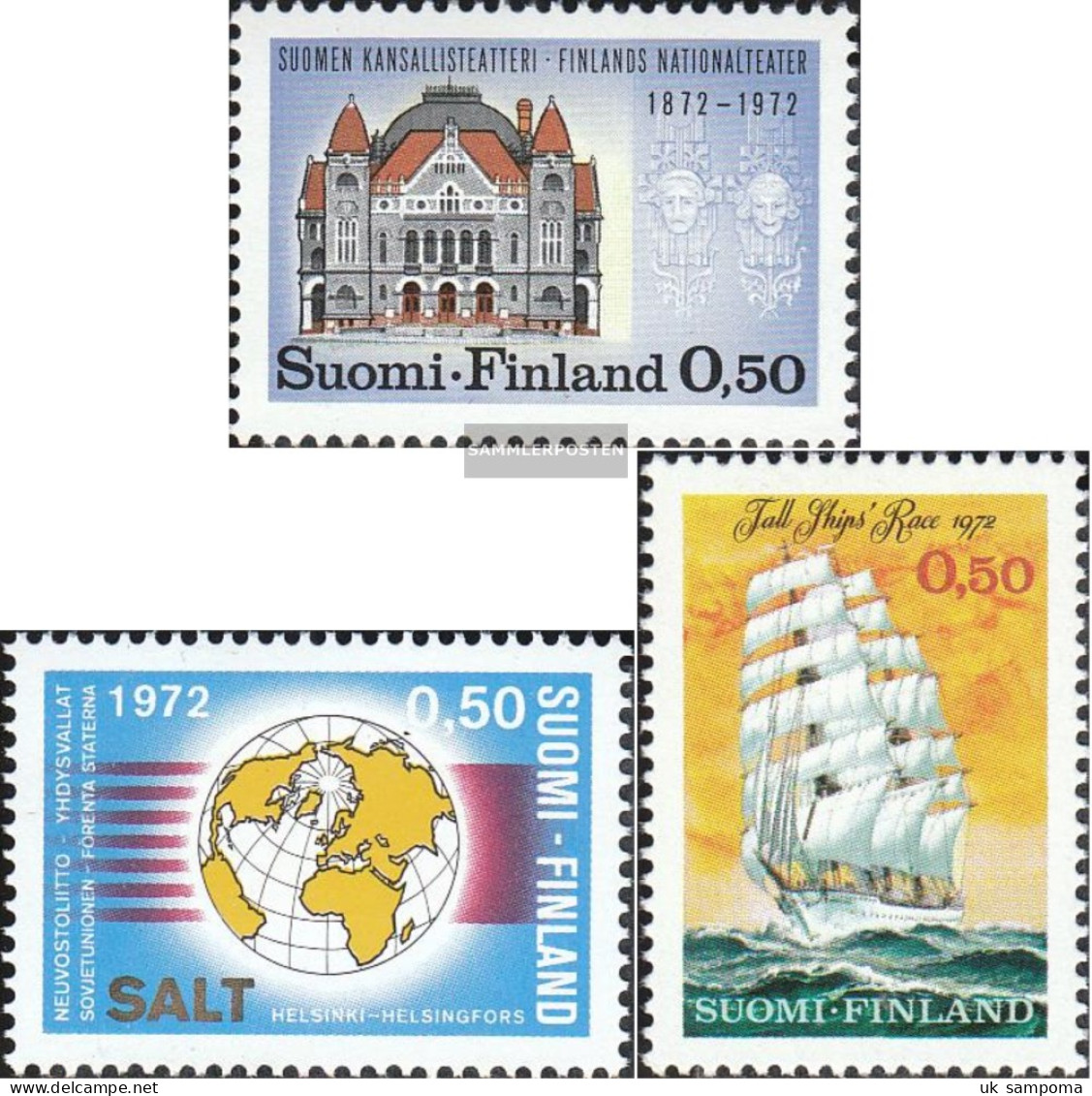 Finland 702,703,705 (complete Issue) Unmounted Mint / Never Hinged 1972 Theater, SALT, Regatta - Unused Stamps