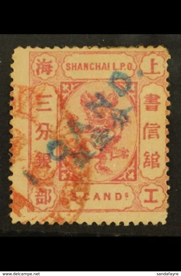 SHANGHAI MUNICIPAL POST  1877 1ca On 3ca Rose On Rose, SG 68, Very Fine Used. Scarce Stamp. For More Images, Please Visi - Otros & Sin Clasificación