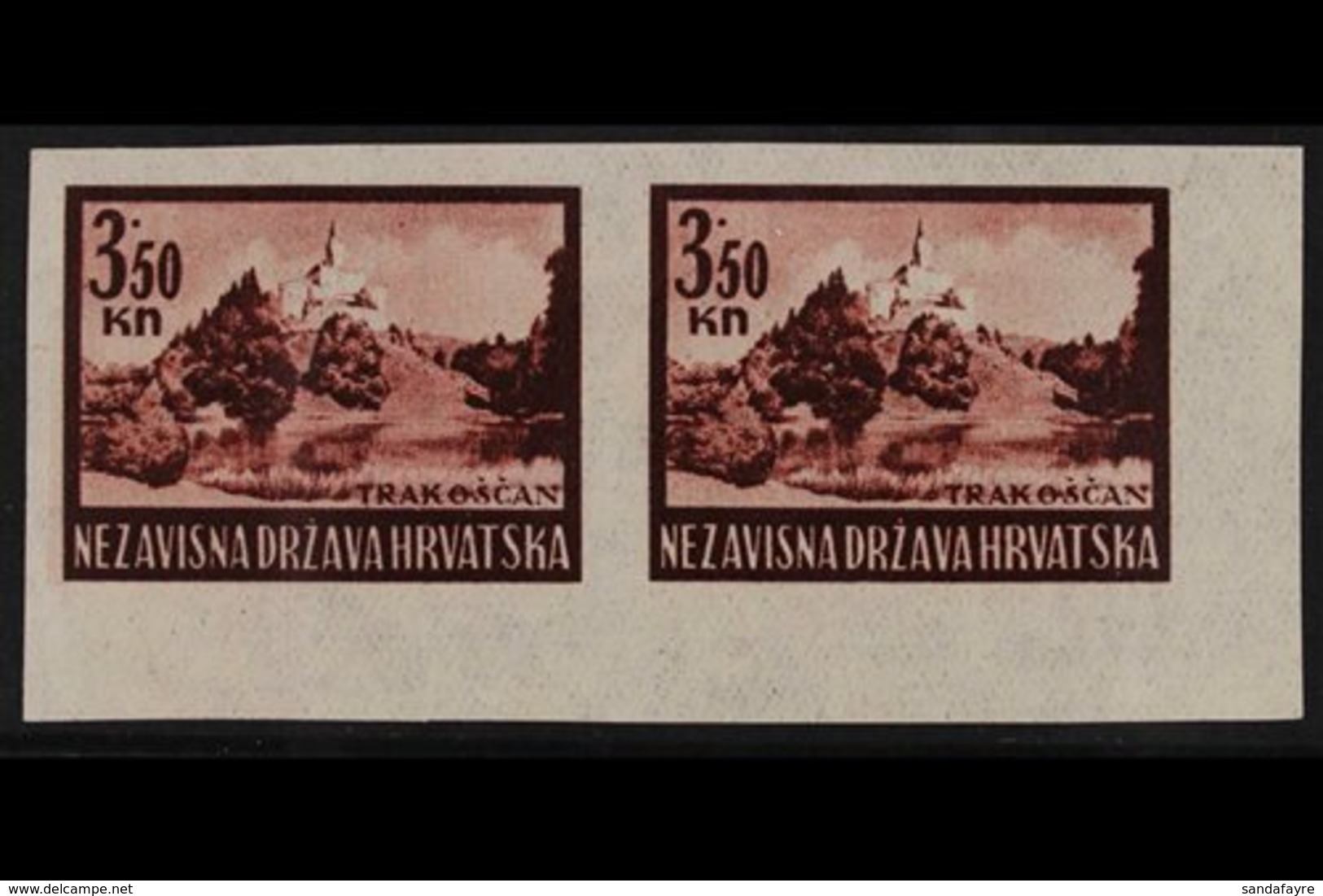 1943-44  3.50k Carmine-brown Trakoscan Castle IMPERF ESSAY In Similar Colour And Design To The Issued Stamp (as Michel 9 - Kroatien