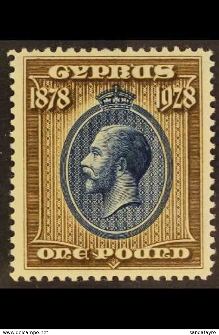 1928  50th Anniversary Of British Rule £1 Blue And Bistre-brown, SG 132, Very Fine Mint, Extremely Lightly Hinged. For M - Other & Unclassified