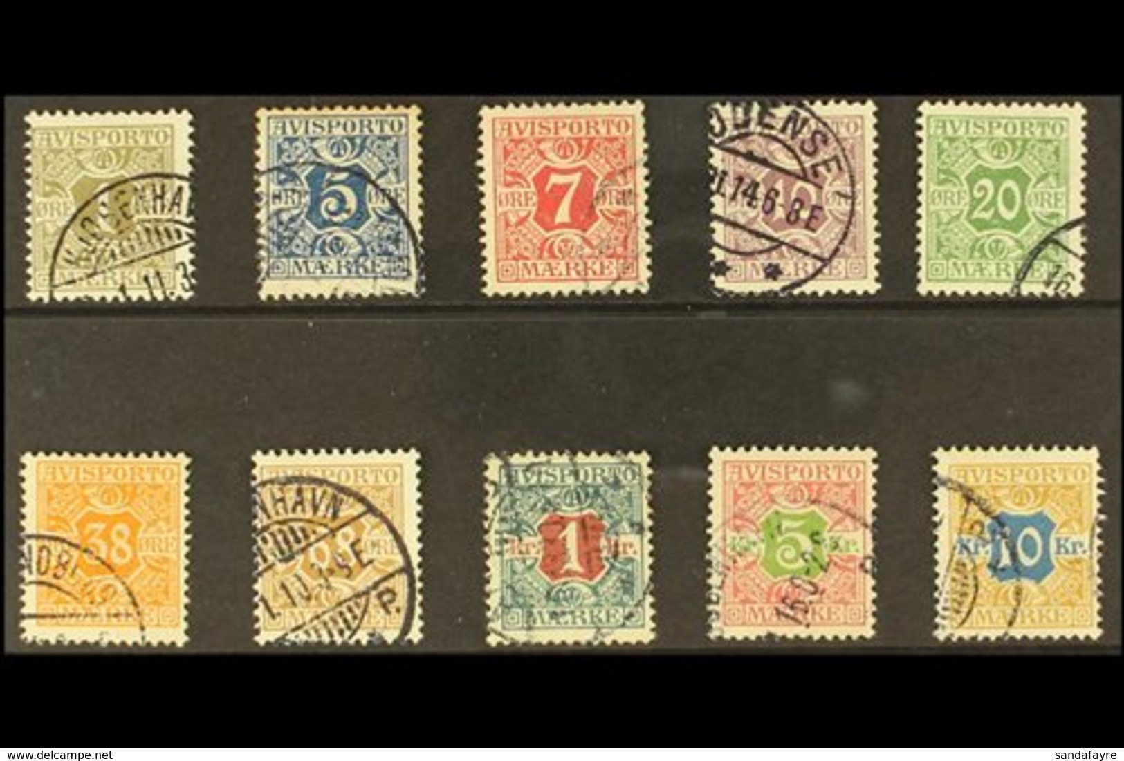 NEWSPAPER  1907 Complete Set, Watermark Crown, SG N131/N140, Very Fine Used. (10 Stamps) For More Images, Please Visit H - Andere & Zonder Classificatie