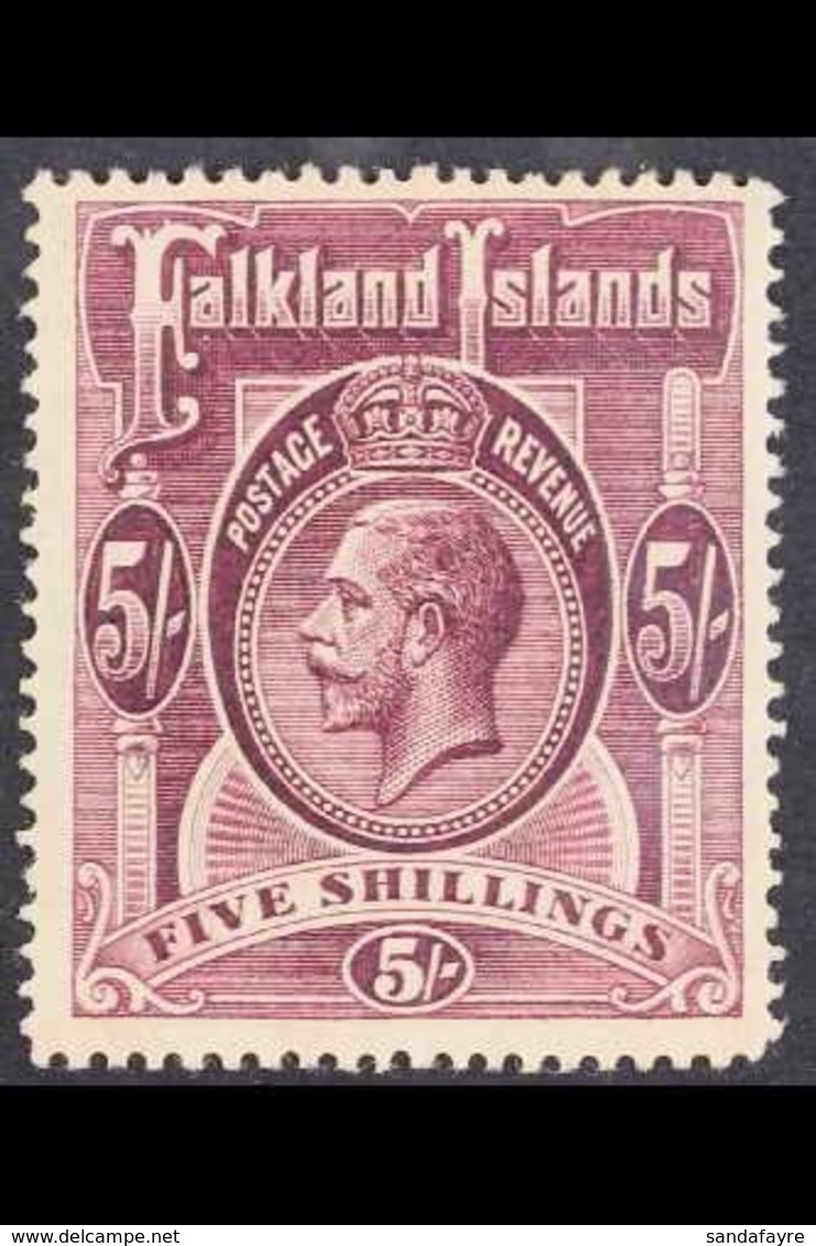 1914  5s Reddish Maroon, SG 67a, Very Fine Mint. For More Images, Please Visit Http://www.sandafayre.com/itemdetails.asp - Falklandeilanden