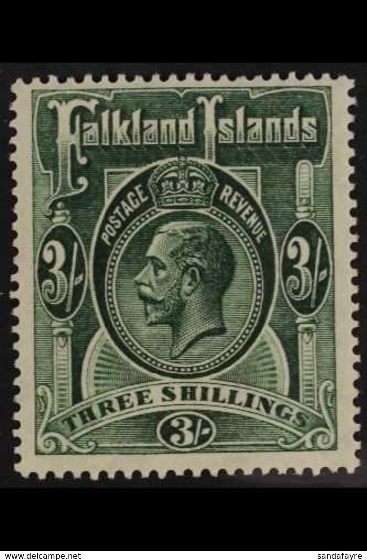 1921  3s Green, Wmk Script CA, Geo V, SG 80, Very Fine Mint. For More Images, Please Visit Http://www.sandafayre.com/ite - Falklandinseln