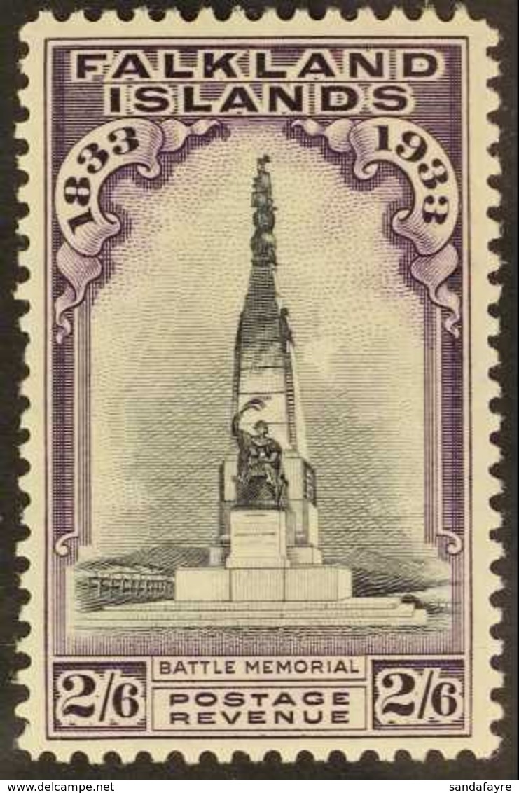 1933  Centenary 2s6d Black And Violet, SG 135, Very Fine Lightly Hinged Mint. For More Images, Please Visit Http://www.s - Falkland