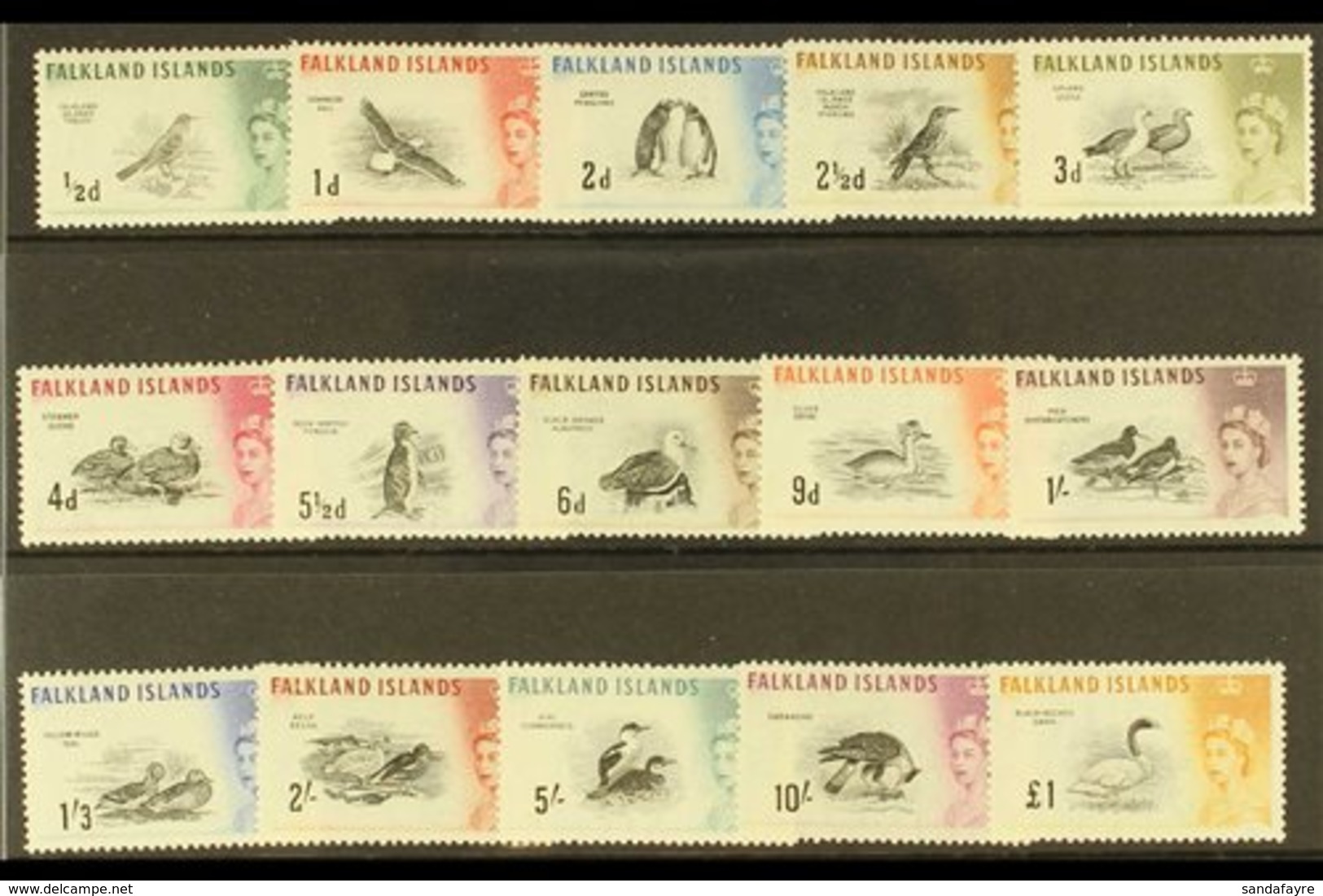 1960-66  Bird Definitive Set, SG 193/207, Very Fine Lightly Hinged Mint (15 Stamps) For More Images, Please Visit Http:/ - Falkland Islands