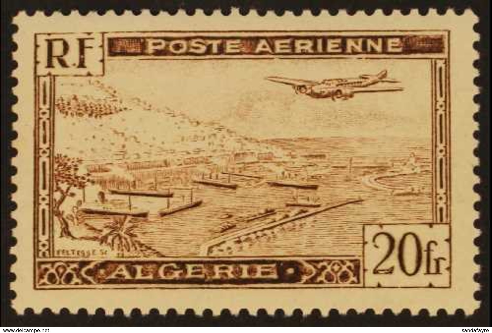 ALGERIA  1946 20f Brown Air Type I (Yvert 4, SG 257), Superb Mint, Very Fresh & Scarce. For More Images, Please Visit Ht - Other & Unclassified