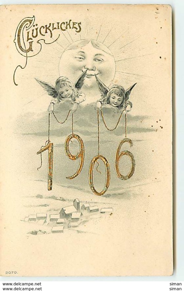 N°12622 - Carte Fantaisie - Glückliches - Anges 1906 - Anno Nuovo