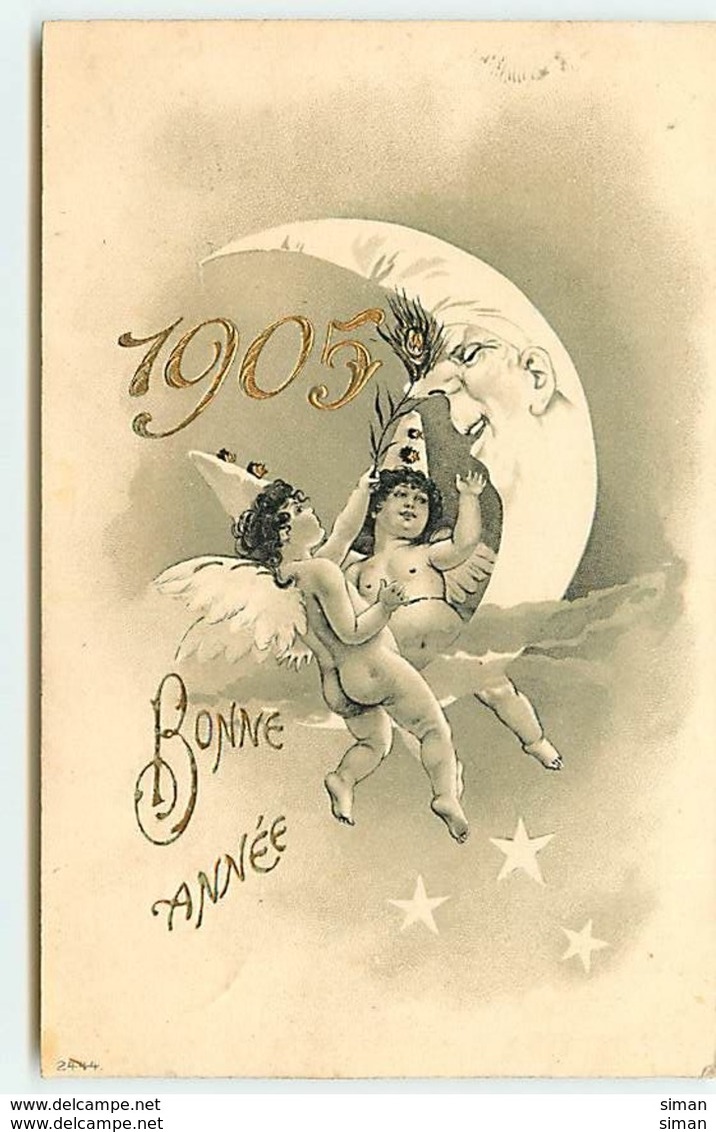 N°12643 - Bonne Année 1905 - Anges Près D'une Lune - Anno Nuovo