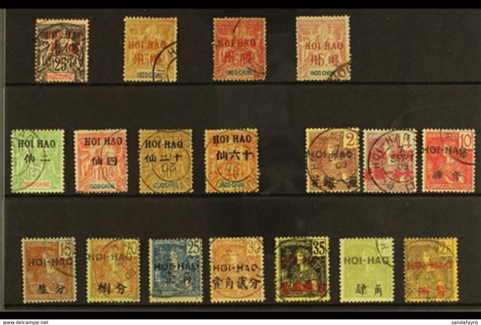 HOI - HAO  1901-1906 USED SELECTION On A Stock Card. Includes 1901 25c, 30c & 50c Plus A 5f Forgery, 1903-04 Range To 40 - Other & Unclassified