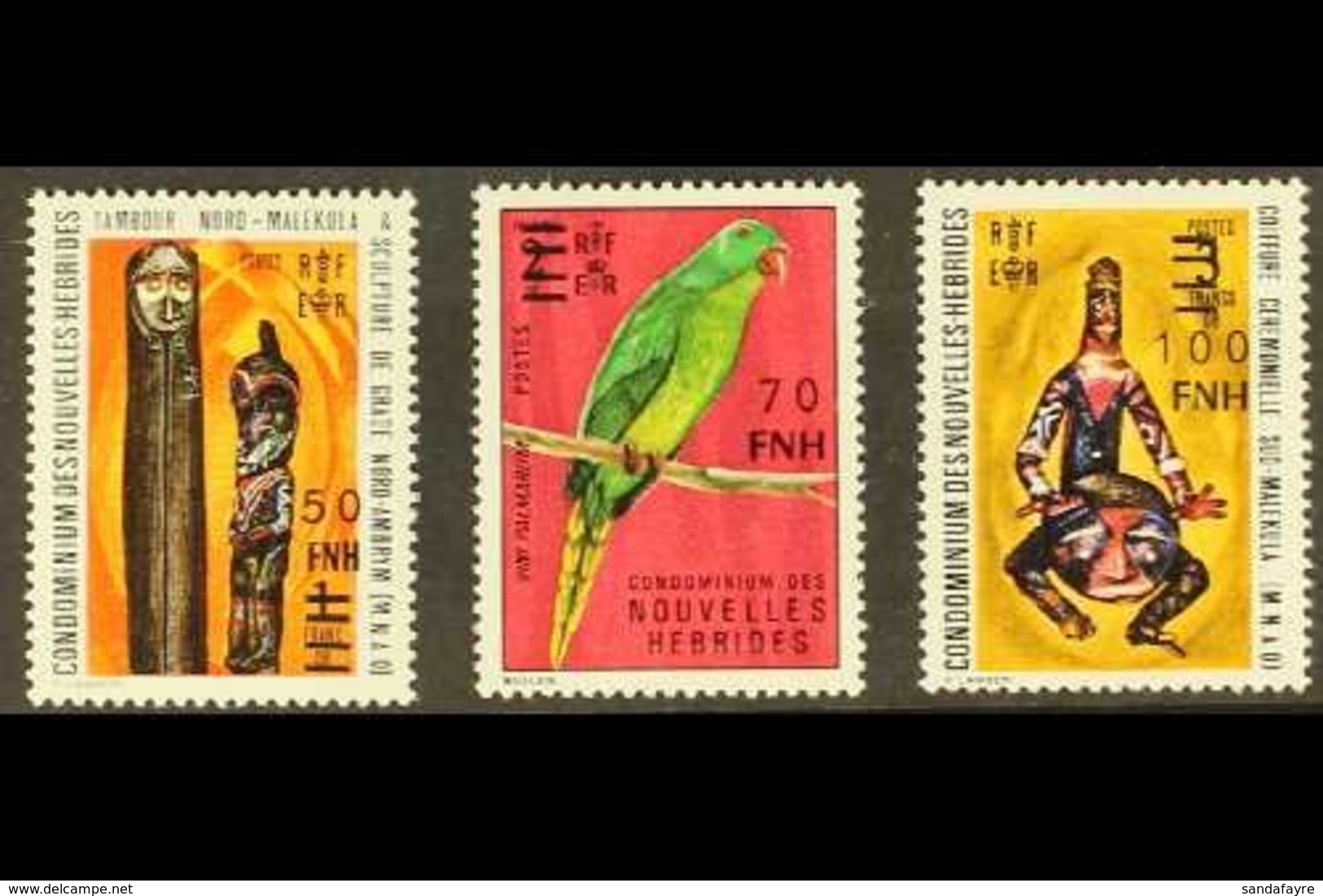 NEW HEBRIDES  1977 The Unissued 50f, 70f & 100f Port Vila Surcharged Values (see Note After SG F255) Never Hinged Mint.  - Andere & Zonder Classificatie