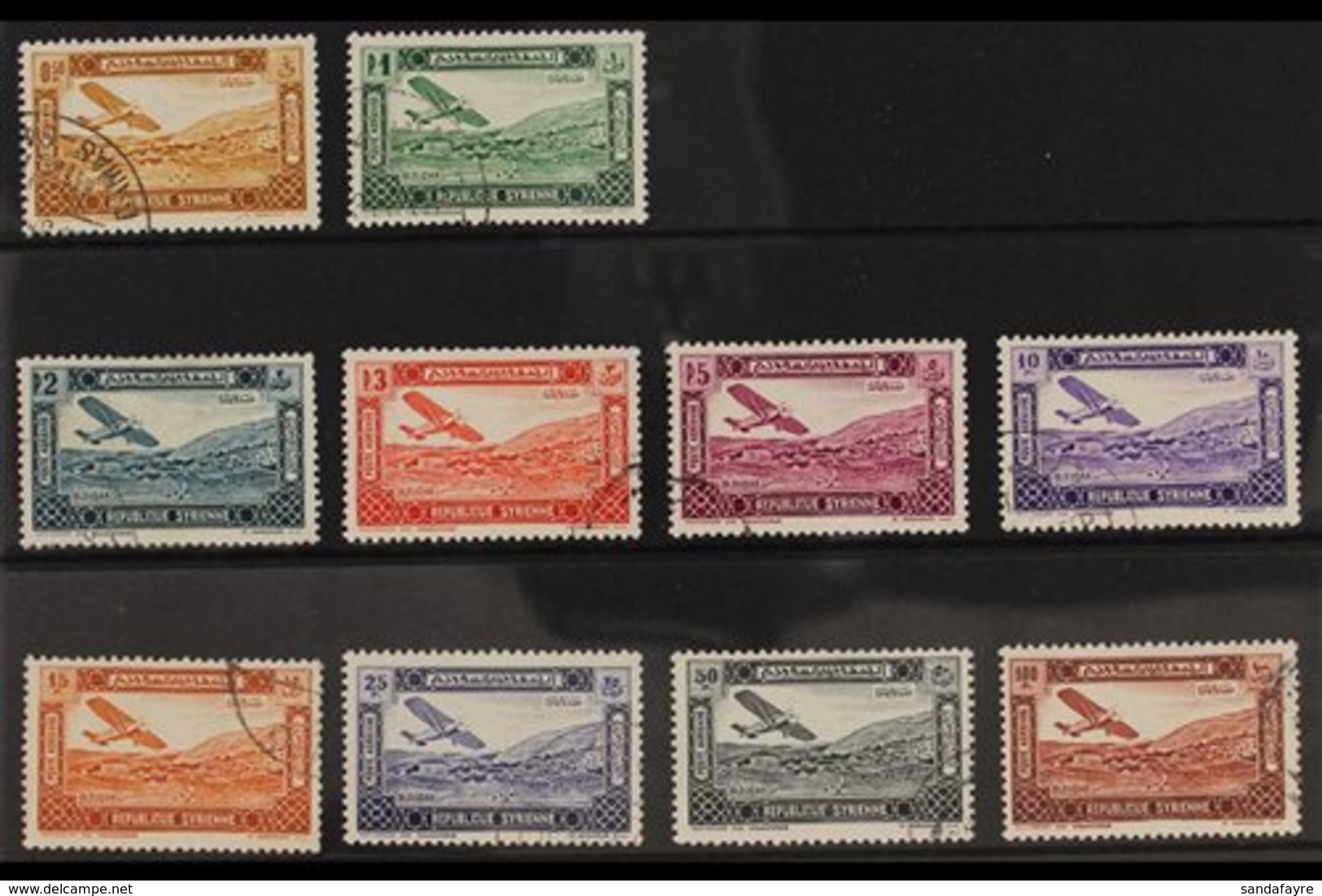 SYRIA  1934 Air Post Set (Farman F.190 Over Bloudan), Yv 60/69, SG 290/299, Very Fine Used (10 Stamps) For More Images,  - Other & Unclassified