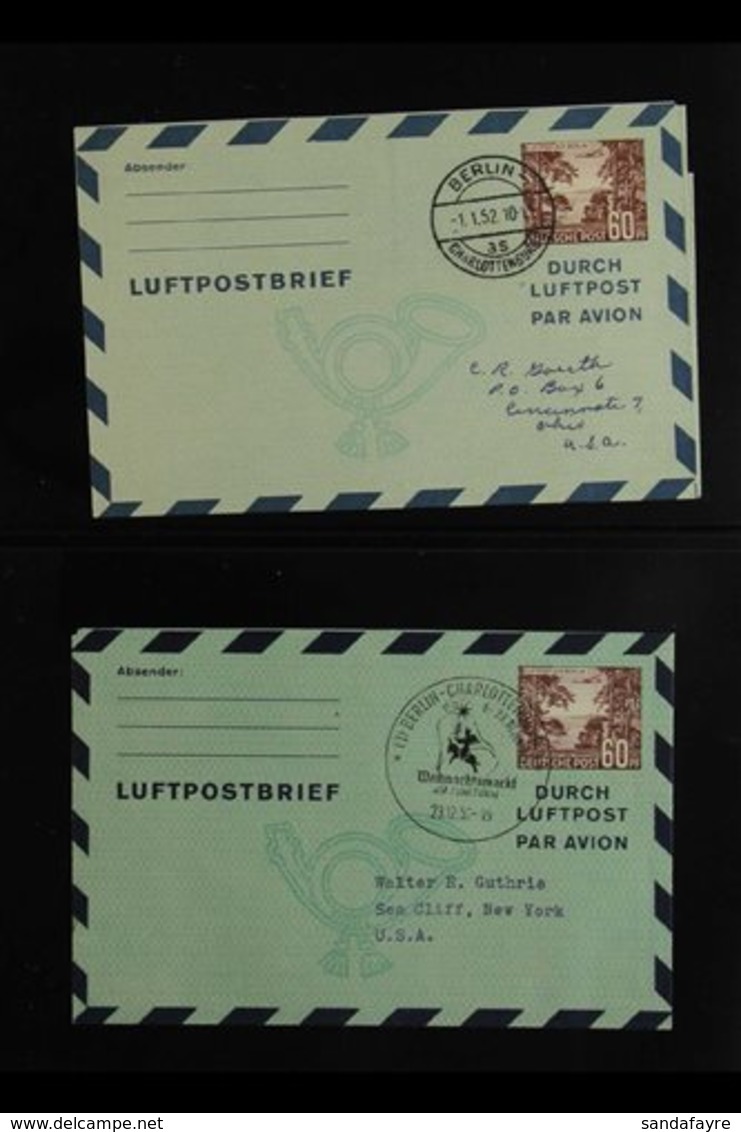 AEROGRAMMES  1952-1954 COLLECTION (of Michel LF3/LF6) Of 60pf  Brown Aerogramme On A Stock Page, Very Fine Used, Inc 195 - Sonstige & Ohne Zuordnung