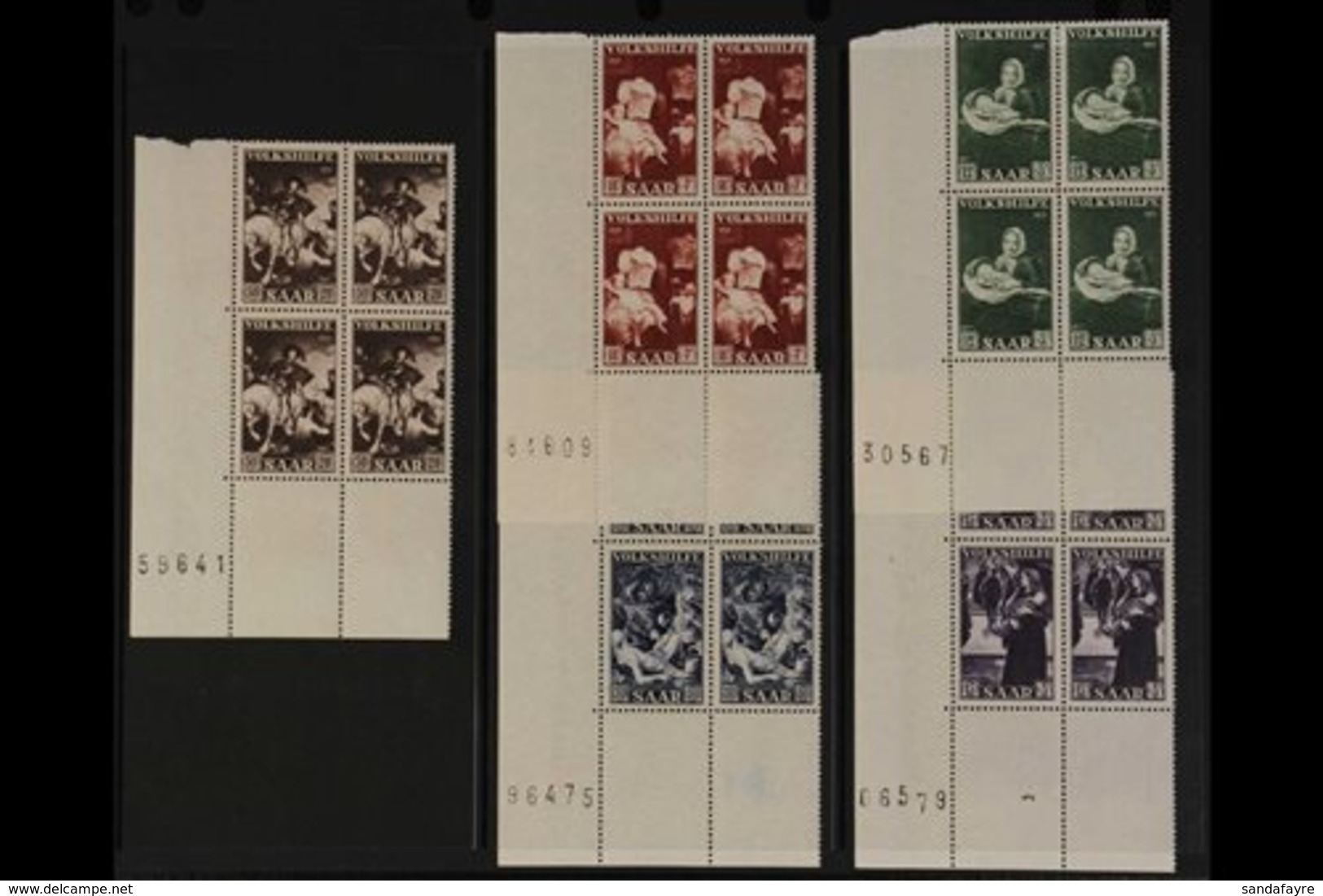 1951  Relief Fund Set (Mi 309/13) In Matching CORNER BLOCKS OF FOUR, Very Fine Mint, The Two Lower Stamps In Each Block  - Sonstige & Ohne Zuordnung