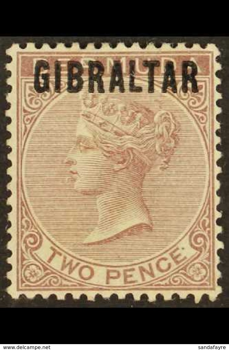 1886  2d Purple Brown, SG 3, Very Fine Mint For More Images, Please Visit Http://www.sandafayre.com/itemdetails.aspx?s=6 - Gibraltar