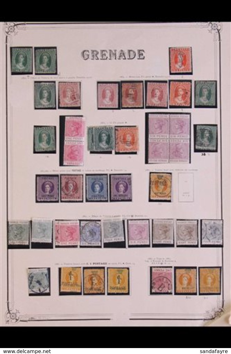 1860 - 1887 INTERESTING EARLY COLLECTION  A Fine Page Of Queen Victoria Mint And Used Issues Including Shades And Perfor - Grenada (...-1974)