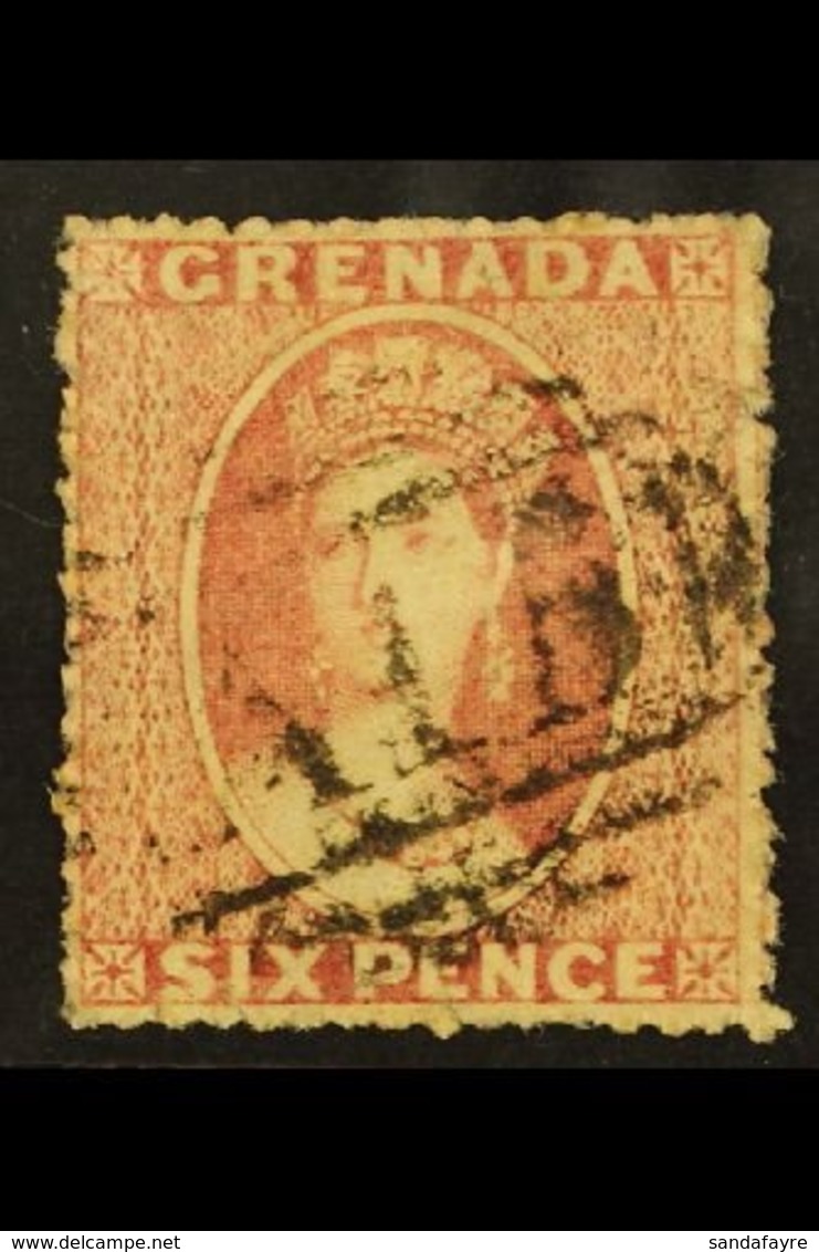 1862-62  6d Rose Chalon, SG 3, Well Centered For These, Neat A15 Cancel. For More Images, Please Visit Http://www.sandaf - Grenada (...-1974)