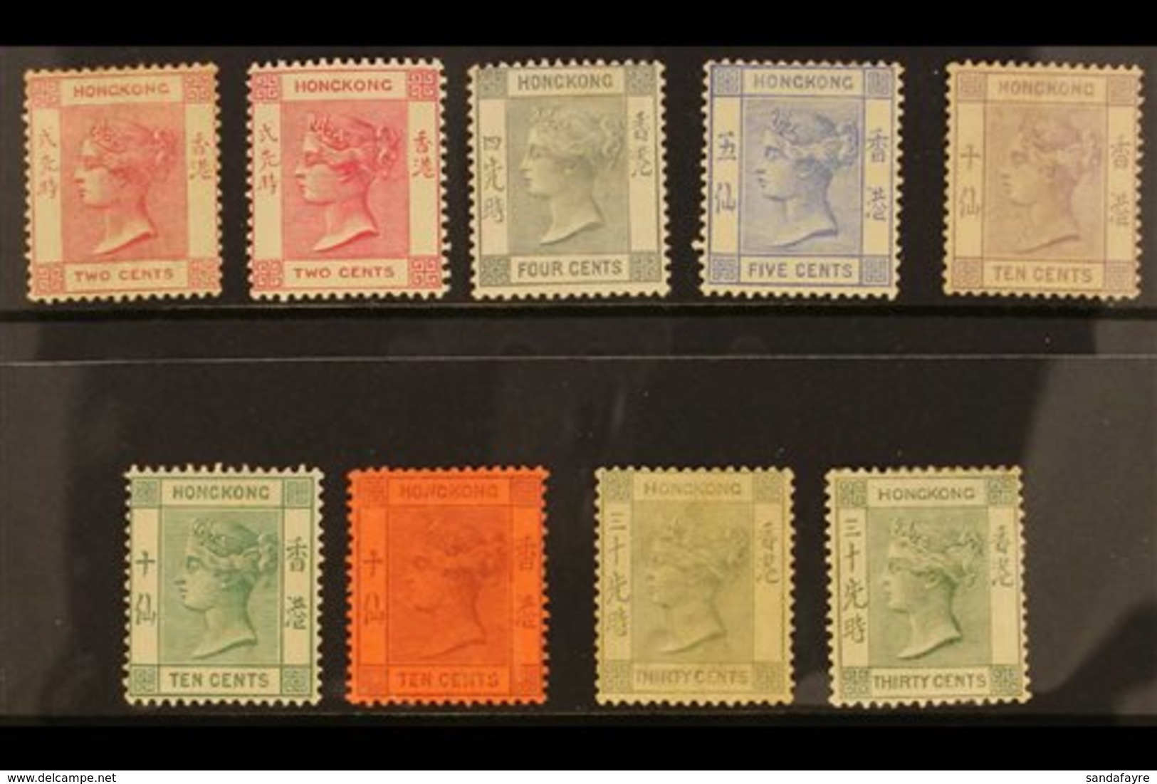 1882-96  2c To 30c Wmk Crown CA Complete Set, Incl. Both 2c & Both Shades Of 30c, SG 32/39a, 10c Dull Mauve Mint No Gum, - Sonstige & Ohne Zuordnung