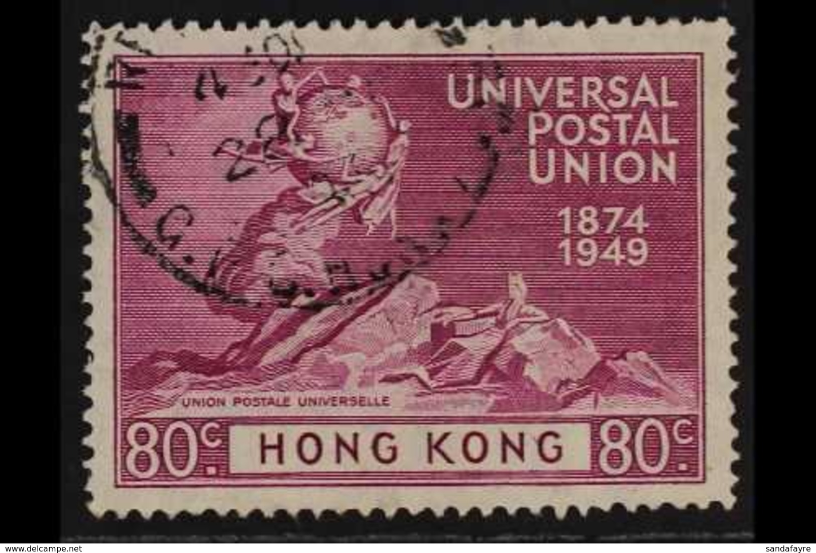 1949  80c Bright Reddish Purple, UPU, Variety "Crack In Rock", SG 176a, Fine Used. For More Images, Please Visit Http:// - Other & Unclassified