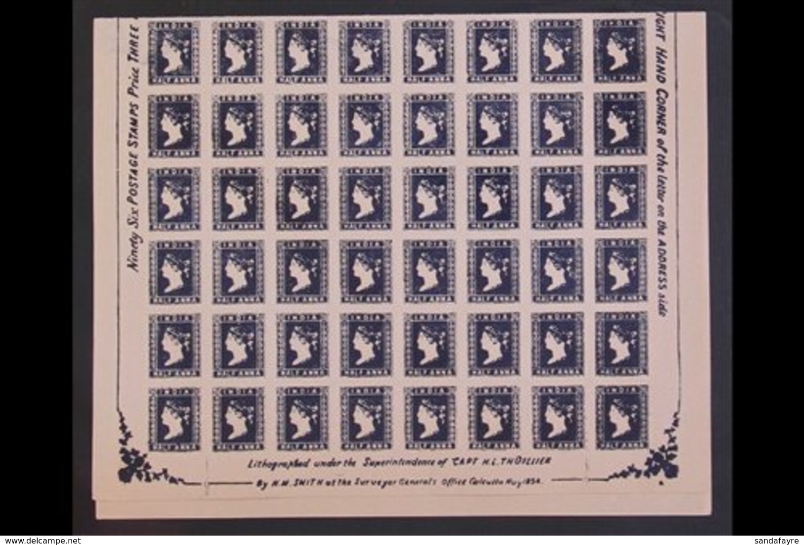 FORGERIES  Forged Complete Sheets (with Marginal Inscriptions) Of The 1854 ½a Vermilion (sheet Of 90 Stamps), ½a  deep B - Other & Unclassified