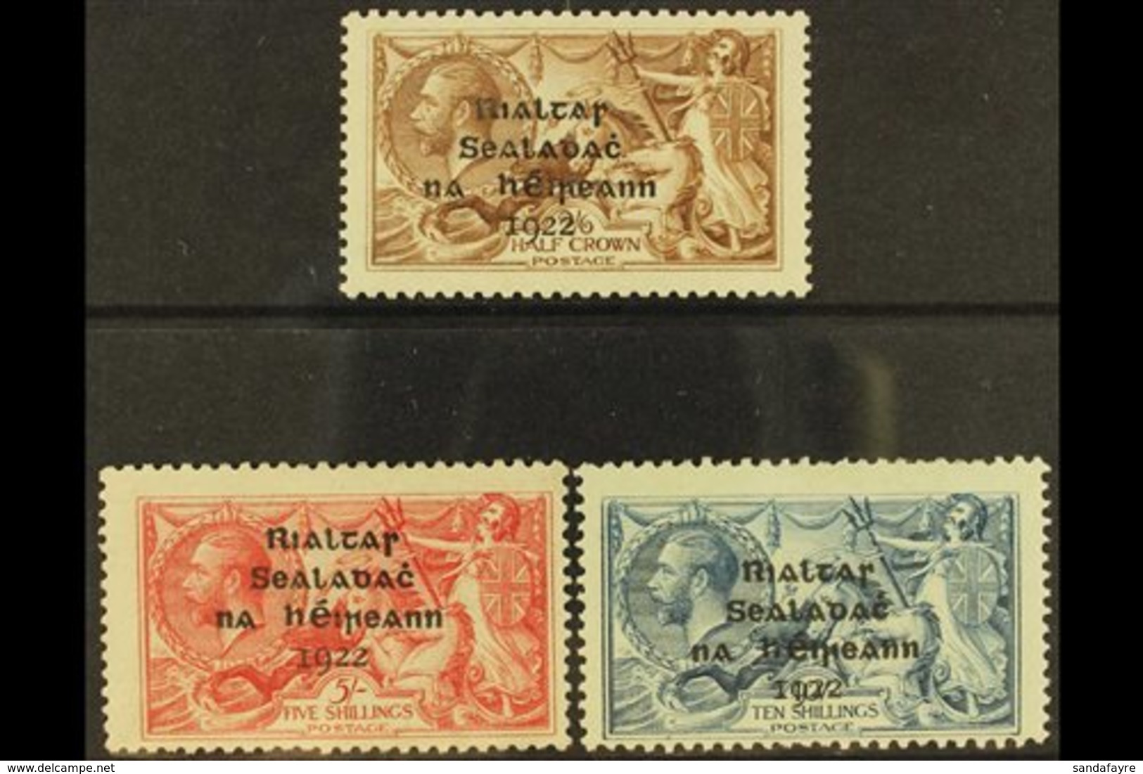 1922  Dollard Seahorses Set, SG 17/21, Fine Mint, 5s And 10s Centered Low. (3) For More Images, Please Visit Http://www. - Sonstige & Ohne Zuordnung