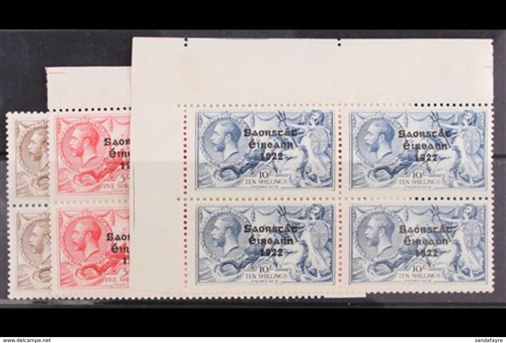 1927 - 8  "Wide - Date" Seahorse Set, SG 86/88, In Superb Never Hinged Mint Marginal (2s6d) Or Corner Blocks Of Four. (1 - Sonstige & Ohne Zuordnung