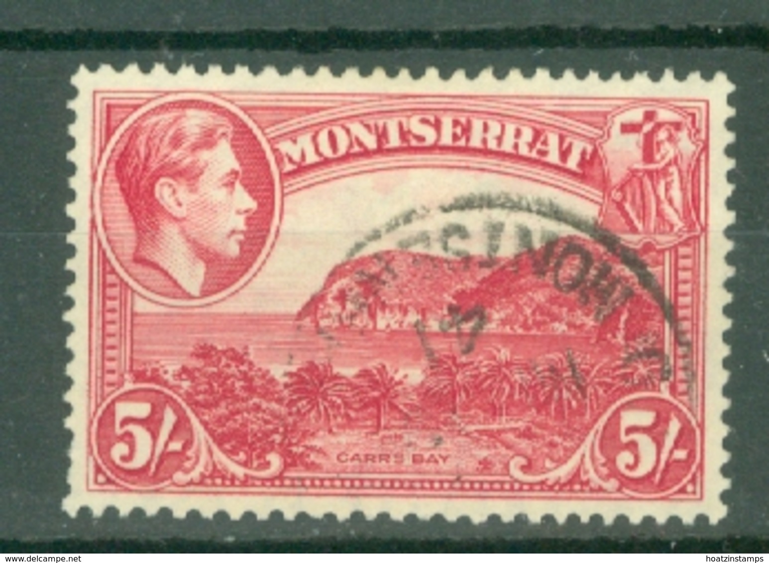 Montserrat: 1938/48   KGVI   SG110    5/-  [Perf: 13]    Used - Montserrat