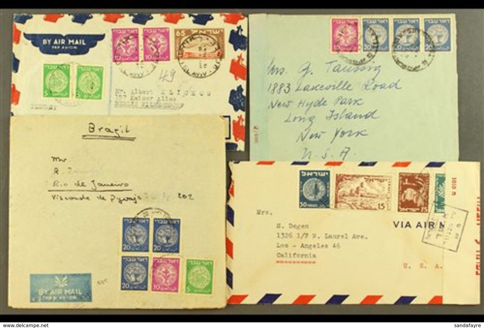 1948-1949 BETTER COMMERCIAL COVERS.  An Interesting Group Of Covers, Inc 1949 65m New Year On Cover To USA & On Register - Sonstige & Ohne Zuordnung