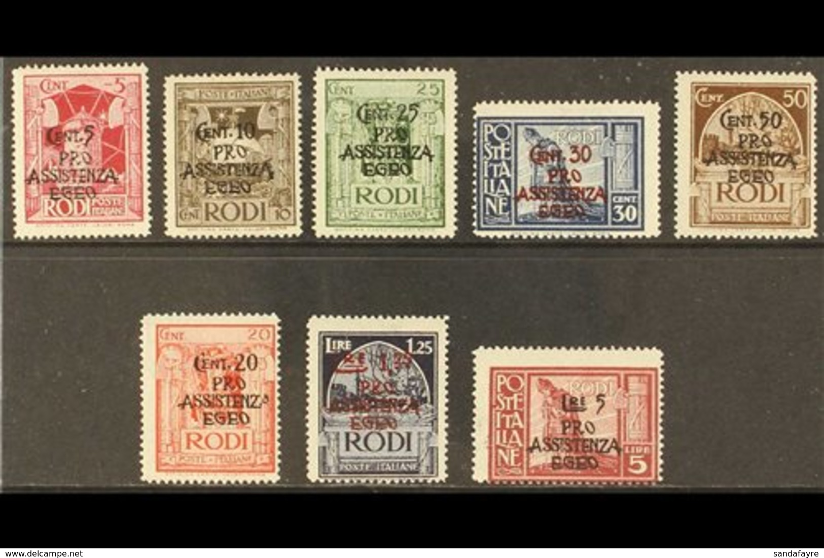 EGEO (DODECANESE ISLANDS)  GERMAN OCCUPATION 1943 Relief Fund Overprints Complete Set (SG 214/21, Sassone 118/25), Fine  - Other & Unclassified
