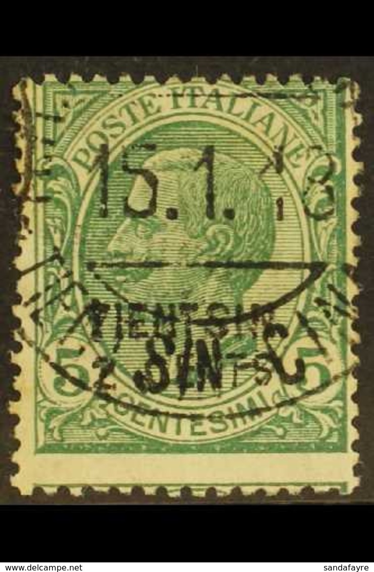 OFFICES IN CHINA  TIENTSIN 1917 2c On 5c Green, Sass 1, Fine Used With Tientsin Cina 15.1.18 Cds Cancel. For More Images - Other & Unclassified