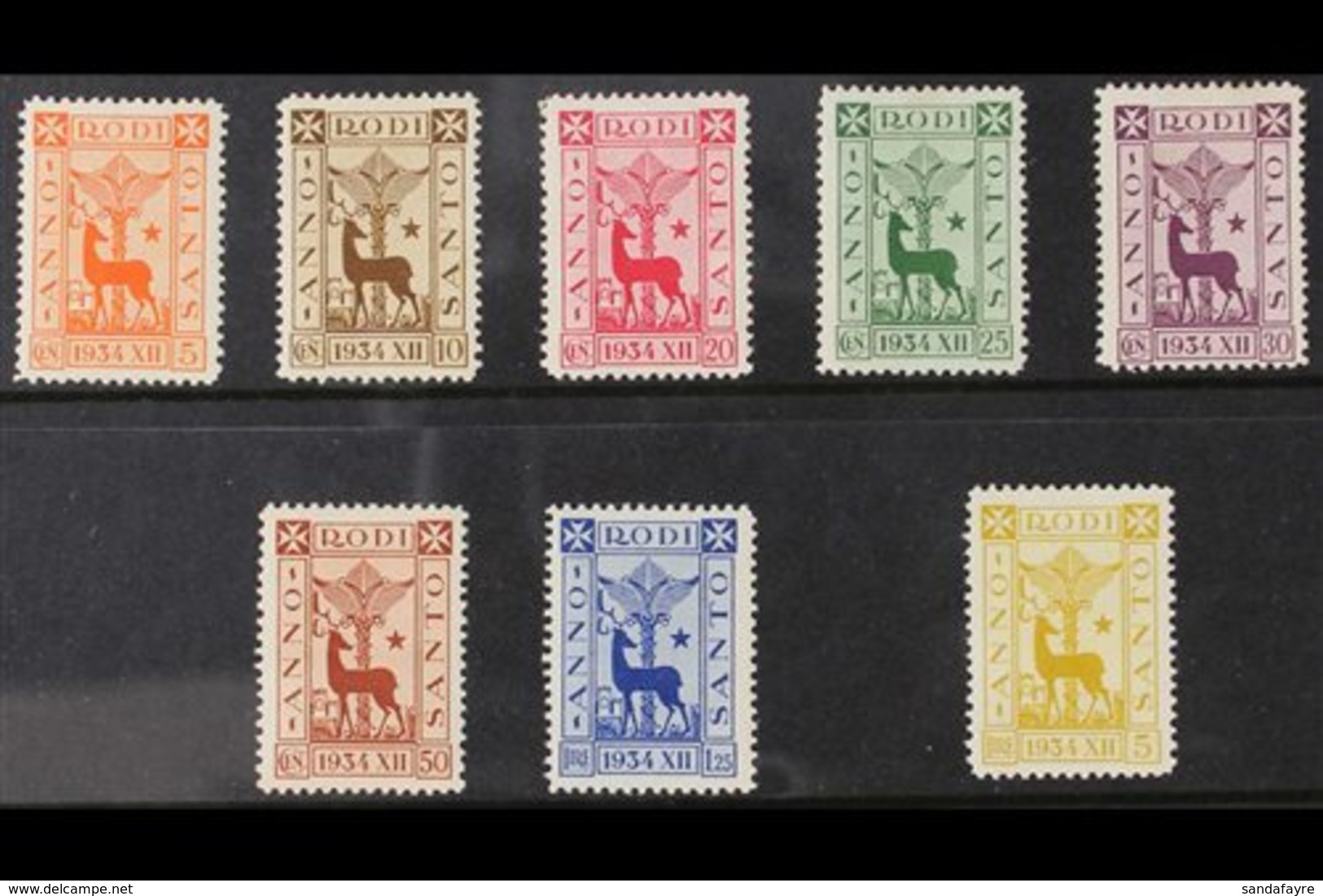 RHODES  1935 Holy Year Complete Set, Sassone S17a, Very Fine Mint (8 Stamps) For More Images, Please Visit Http://www.sa - Sonstige & Ohne Zuordnung