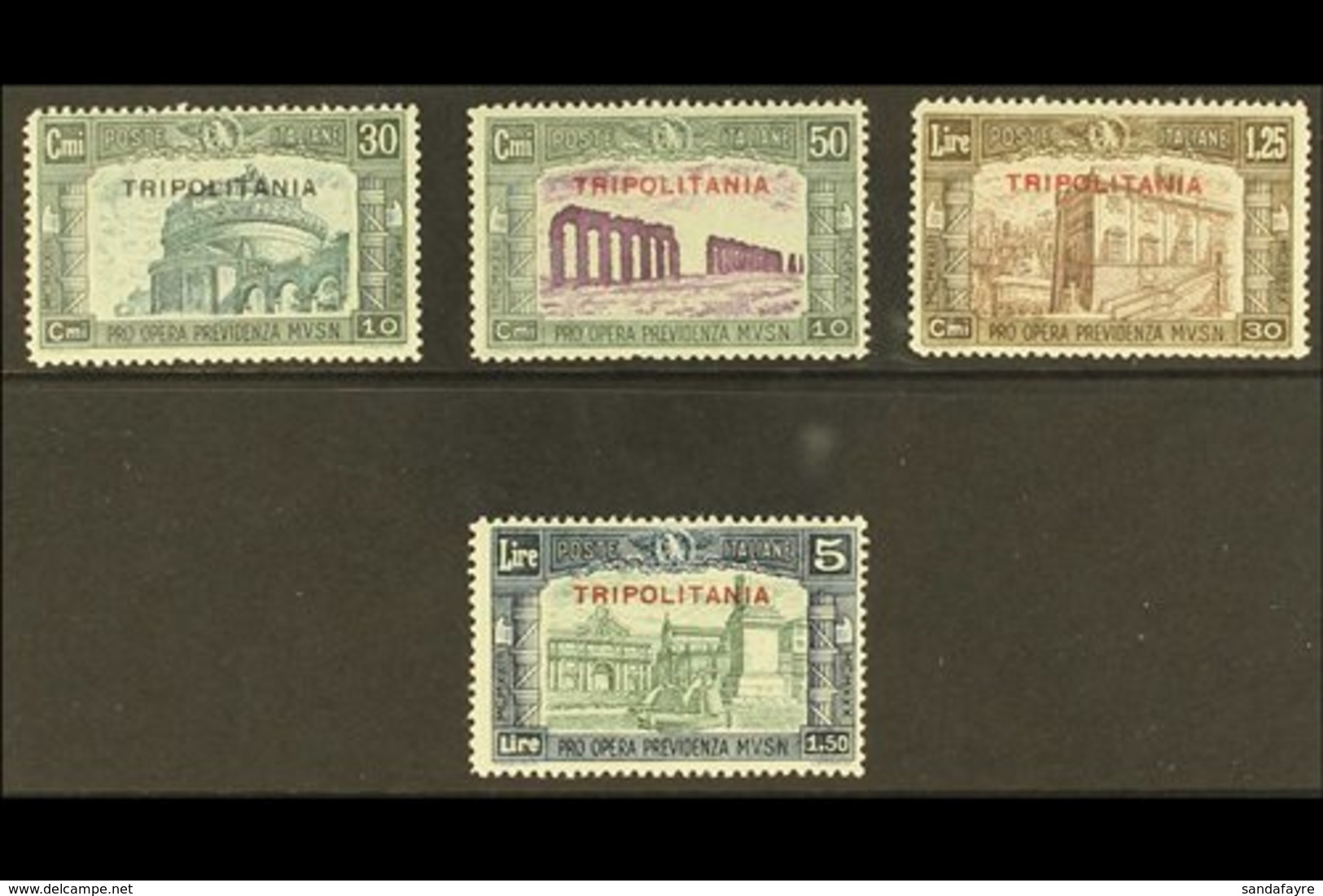 TRIPOLITANIA  1930 National Defence Overprints Complete Set (Sassone 69/72, SG 94/97), Never Hinged Mint, Very Fresh. (4 - Other & Unclassified